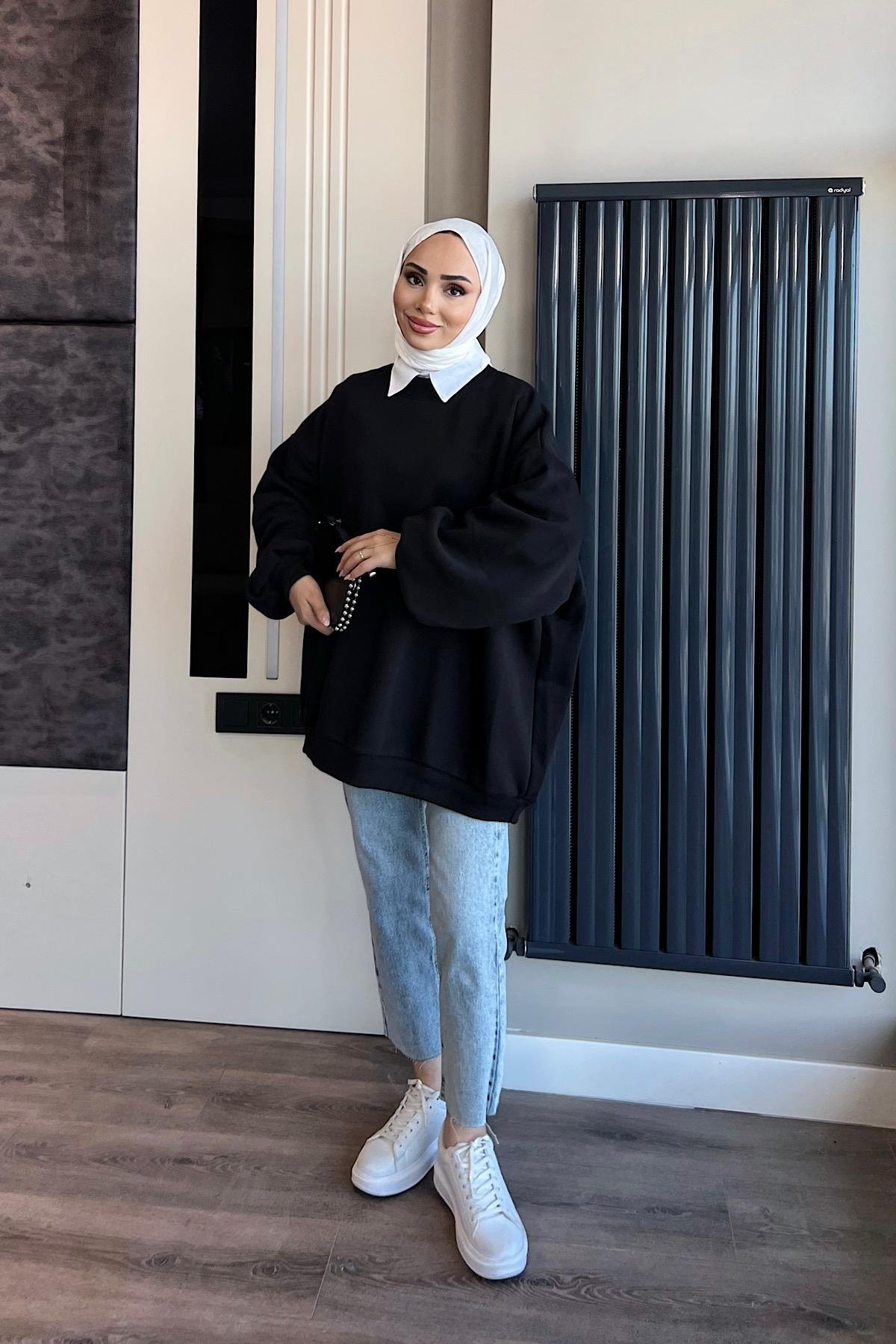Üç İplik Kumaş Sweat  SiyahDubaiShowroomSWEAT30890BRDO