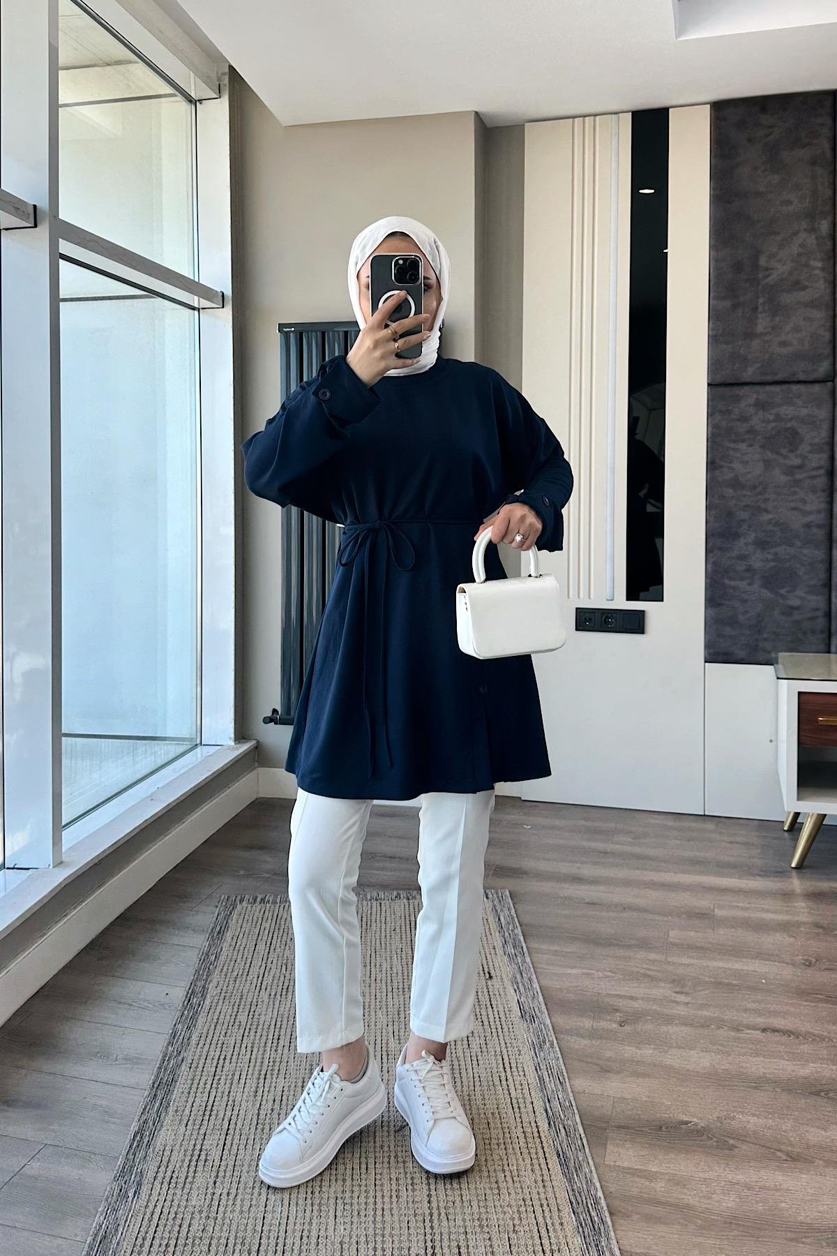 Düğme Detaylı Tunik LacivertDubaiShowroomÜST GİYİM17031