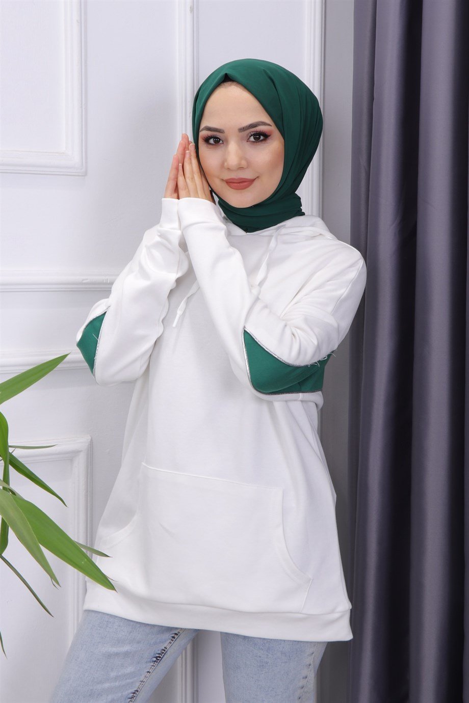 ARKA BASKILI SWEAT YEŞİL