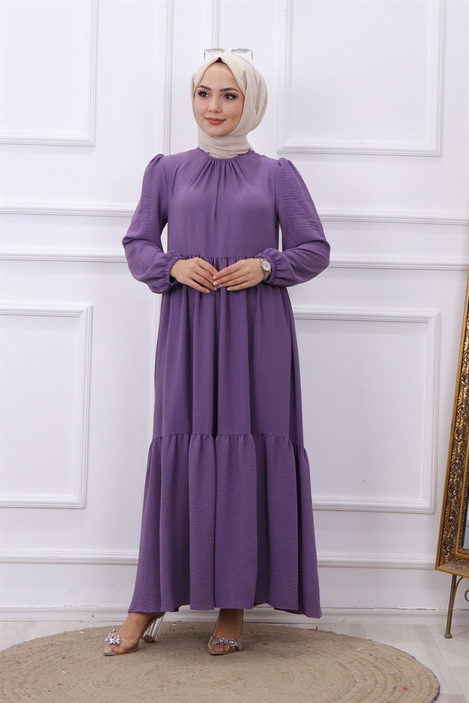 AYROBİN ELBİSE MOR