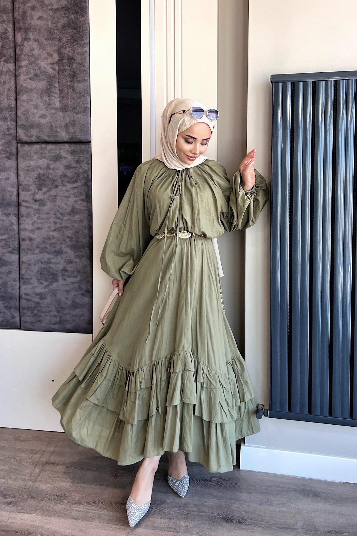 Balon Kol Fırfırlı İkili Takım Yeşil DubaiShowroomTAKIM002329-YŞL
