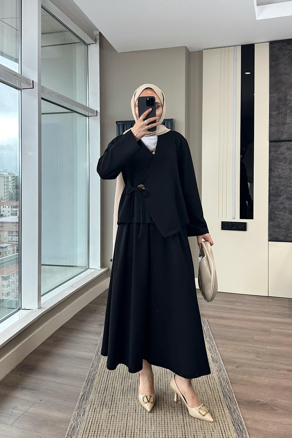 Lucas Modal Etekli Takım SiyahDubaiShowroomTAKIM01035