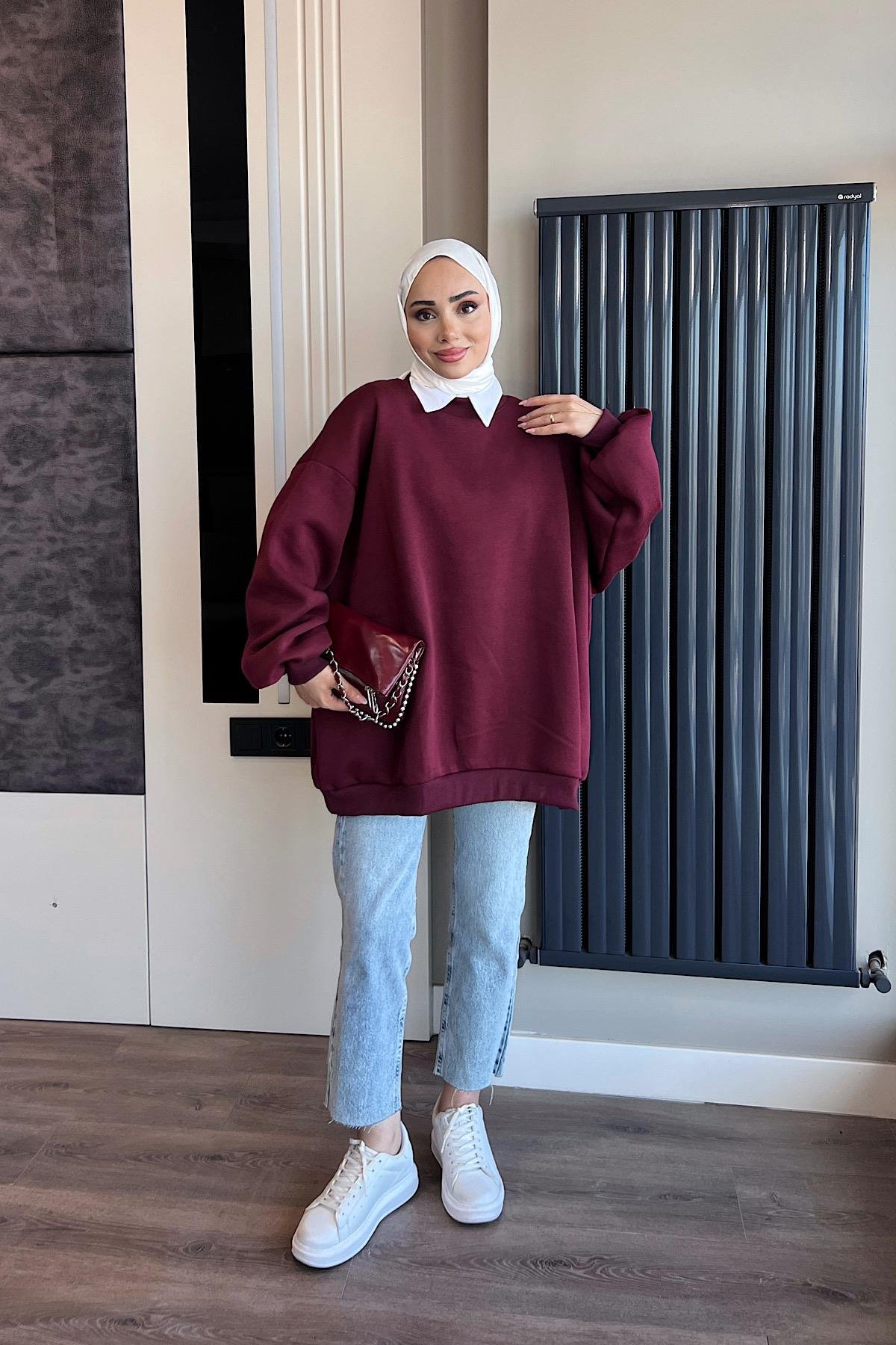 Üç İplik Kumaş Sweat  BordoDubaiShowroomSWEAT30890BRDO