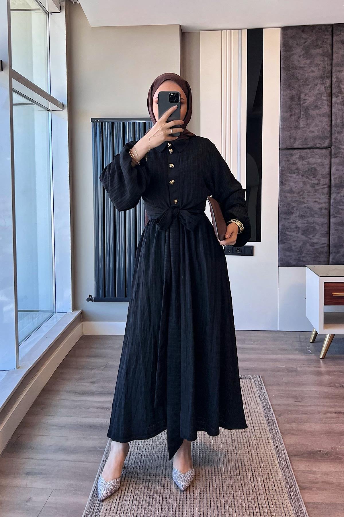 Gold Düğme Detaylı İkili Takım SiyahDubaiShowroomTAKIM07557