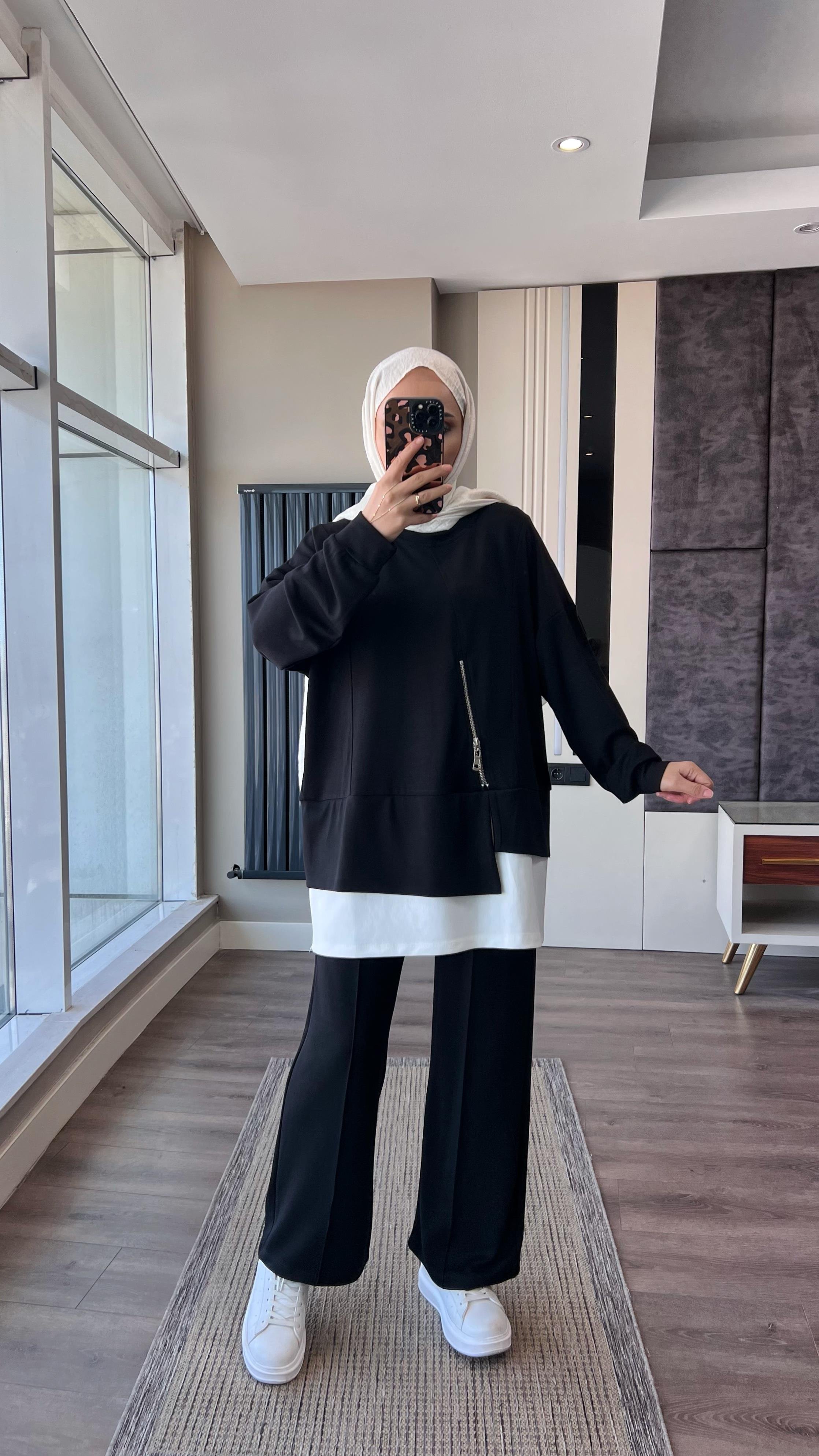 Altı Fermuar Detaylı Oysho takım SiyahDubaiShowroomTAKIM19140