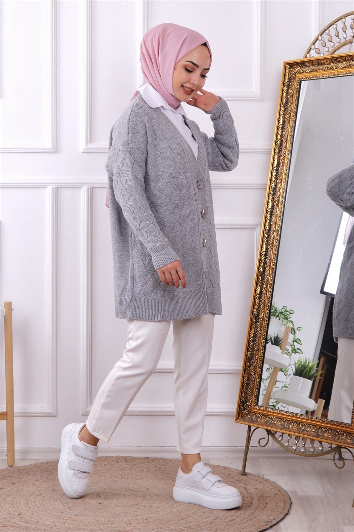 BAKLAVA DESEN HIRKA GRİ