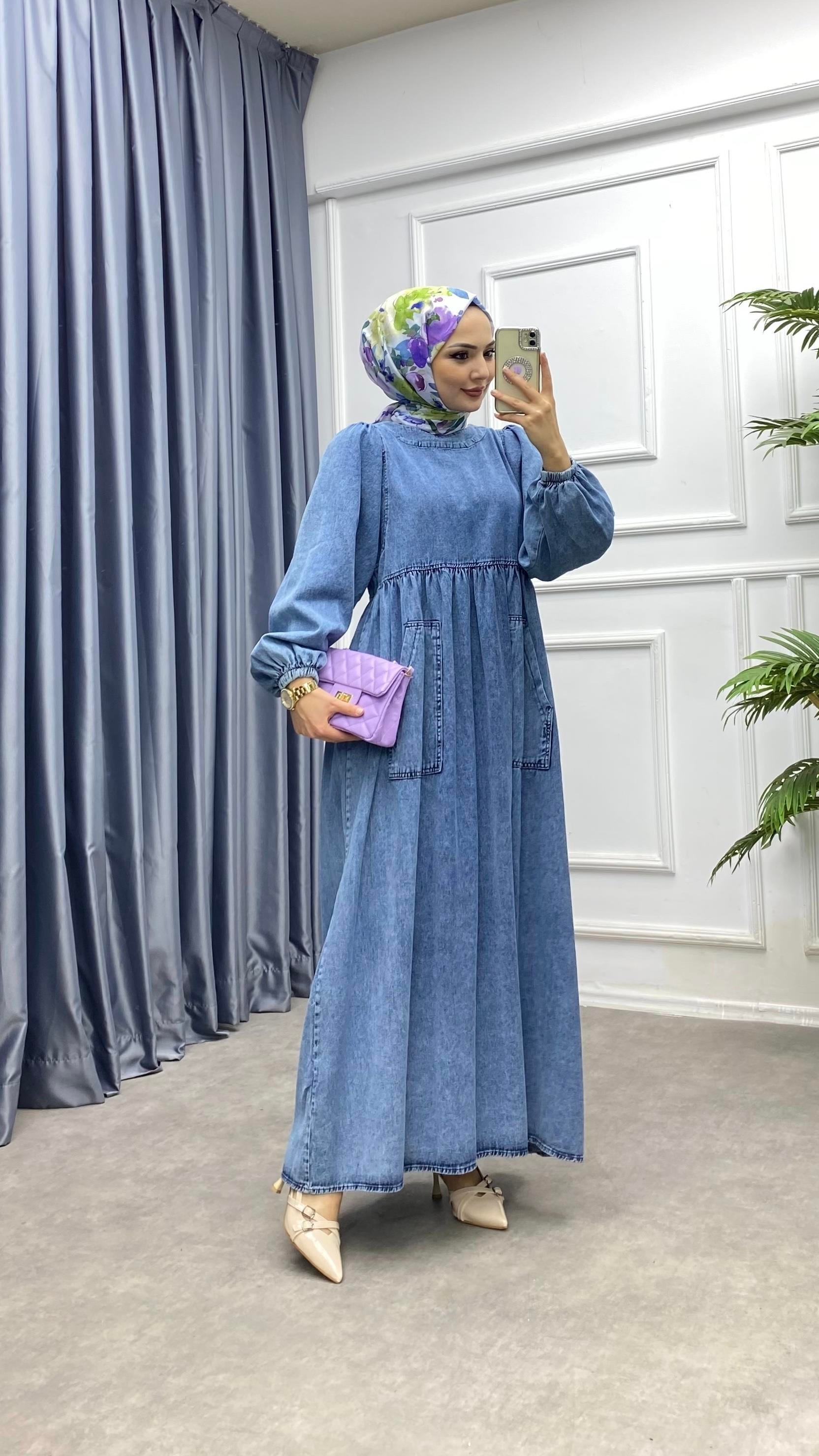 Balon kol kot elbise 