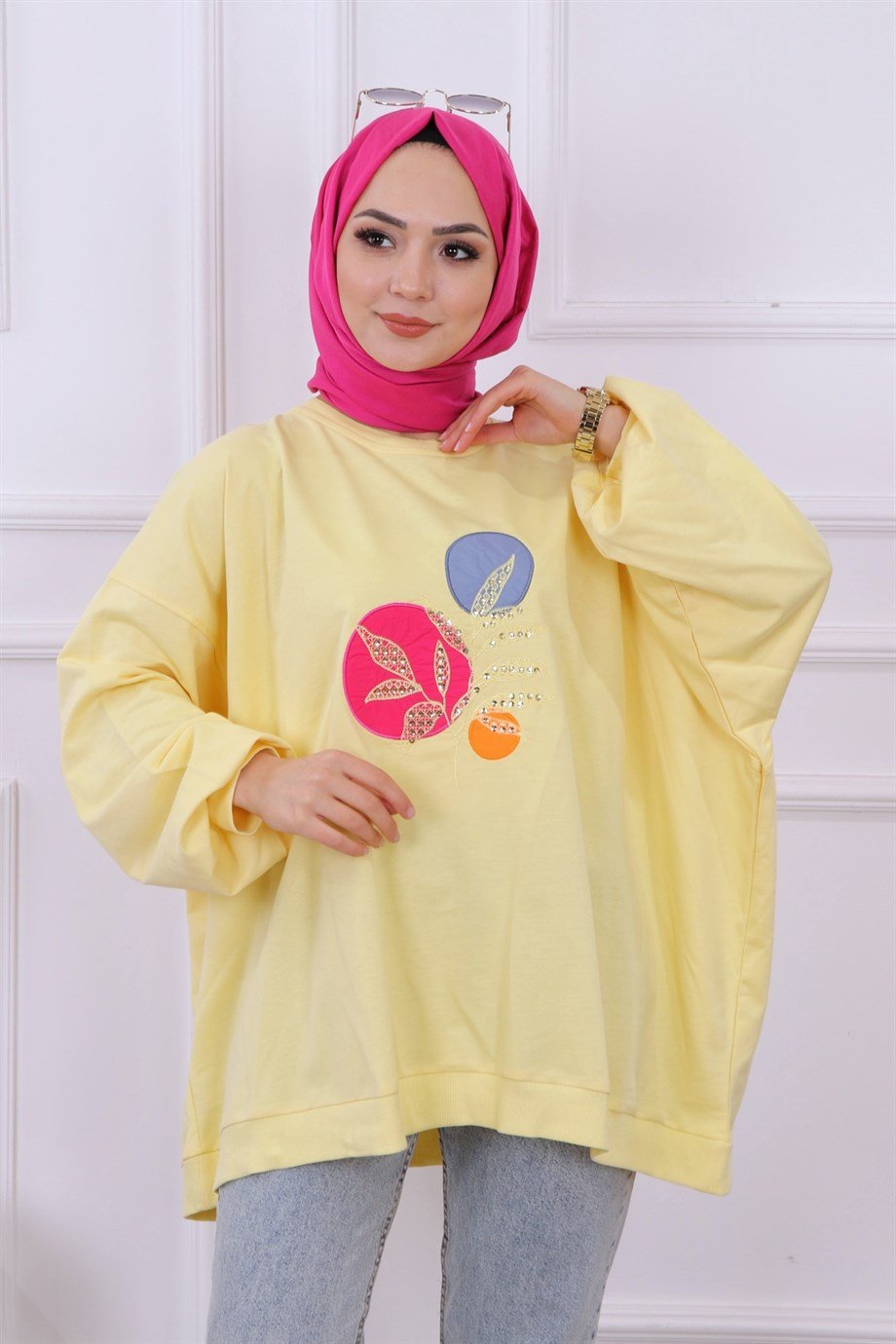BALON KOL OVERSİZE SWEAT SARI