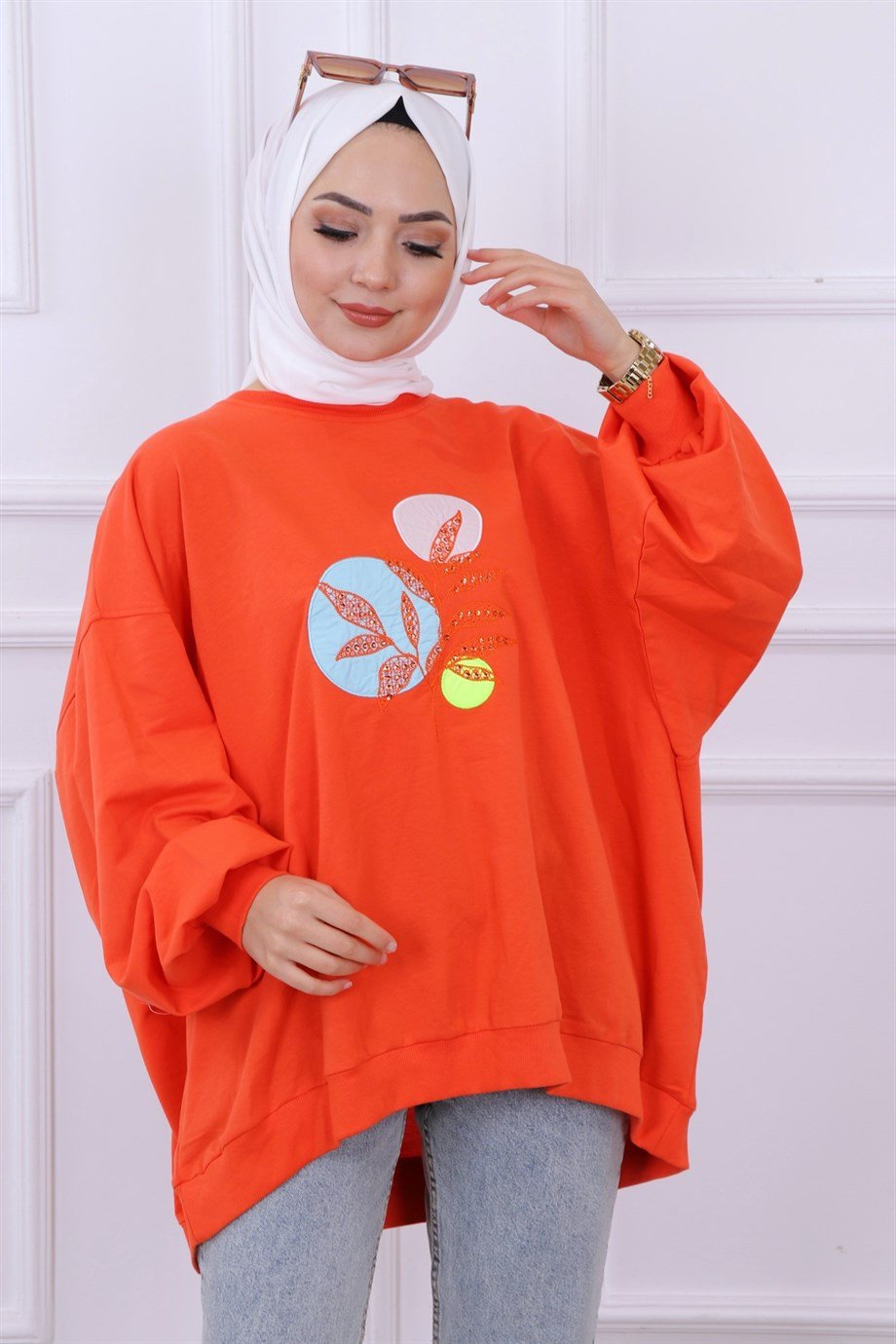 BALON KOL OVERSİZE SWEAT TURUNCU