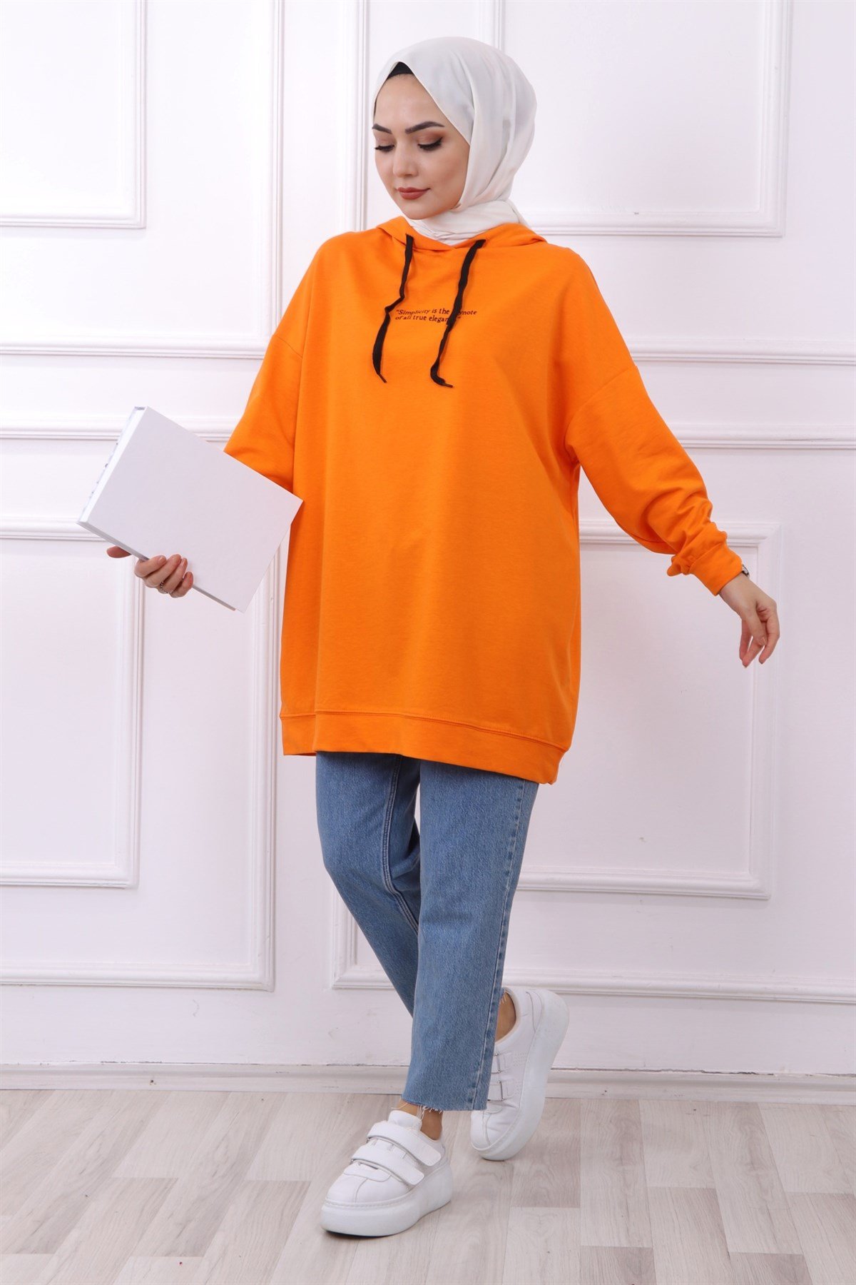 BASKILI SWEAT TURUNCU