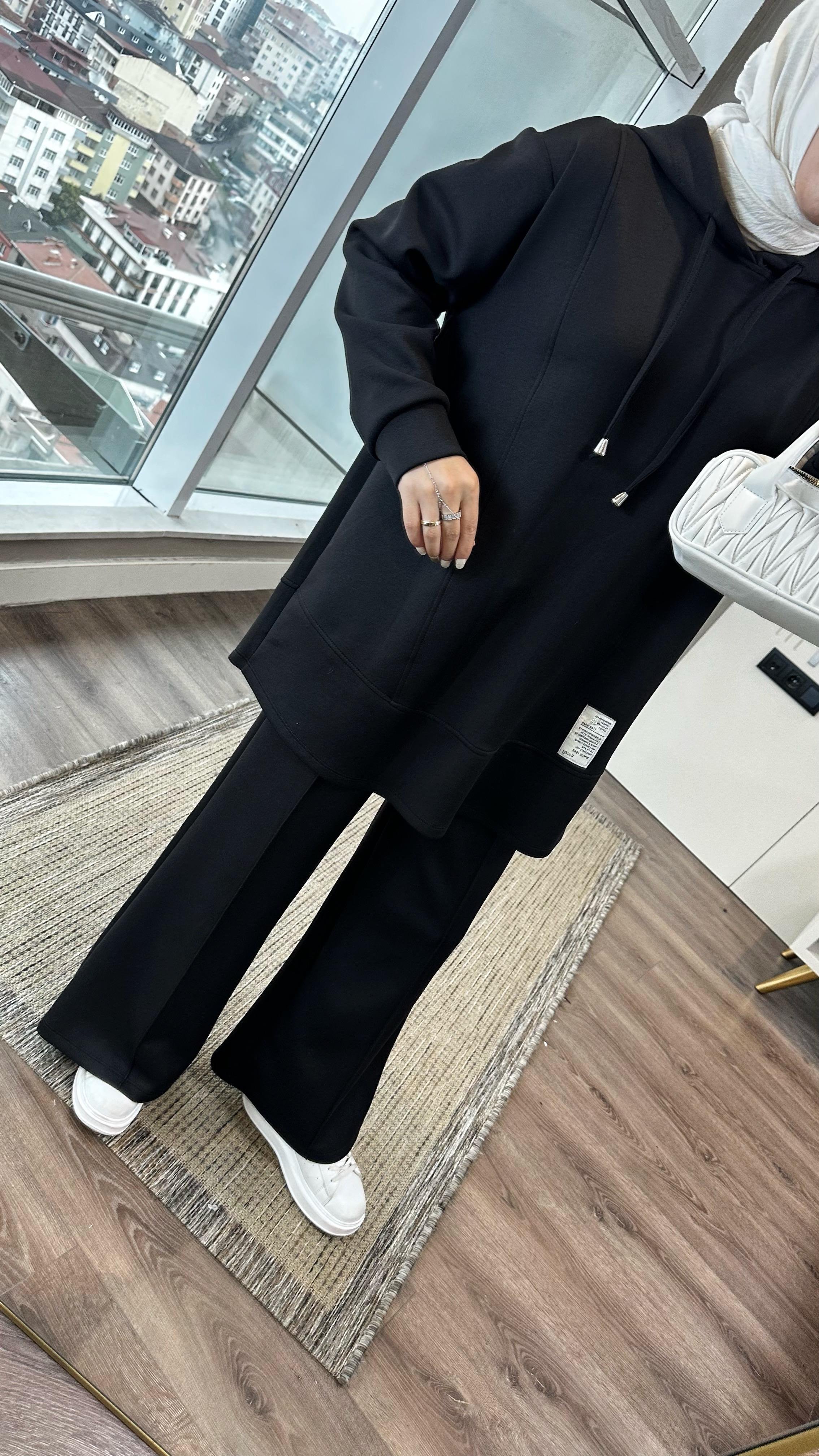 Kapüşonlu Takım SiyahDubaiShowroomTAKIM43003-SYH