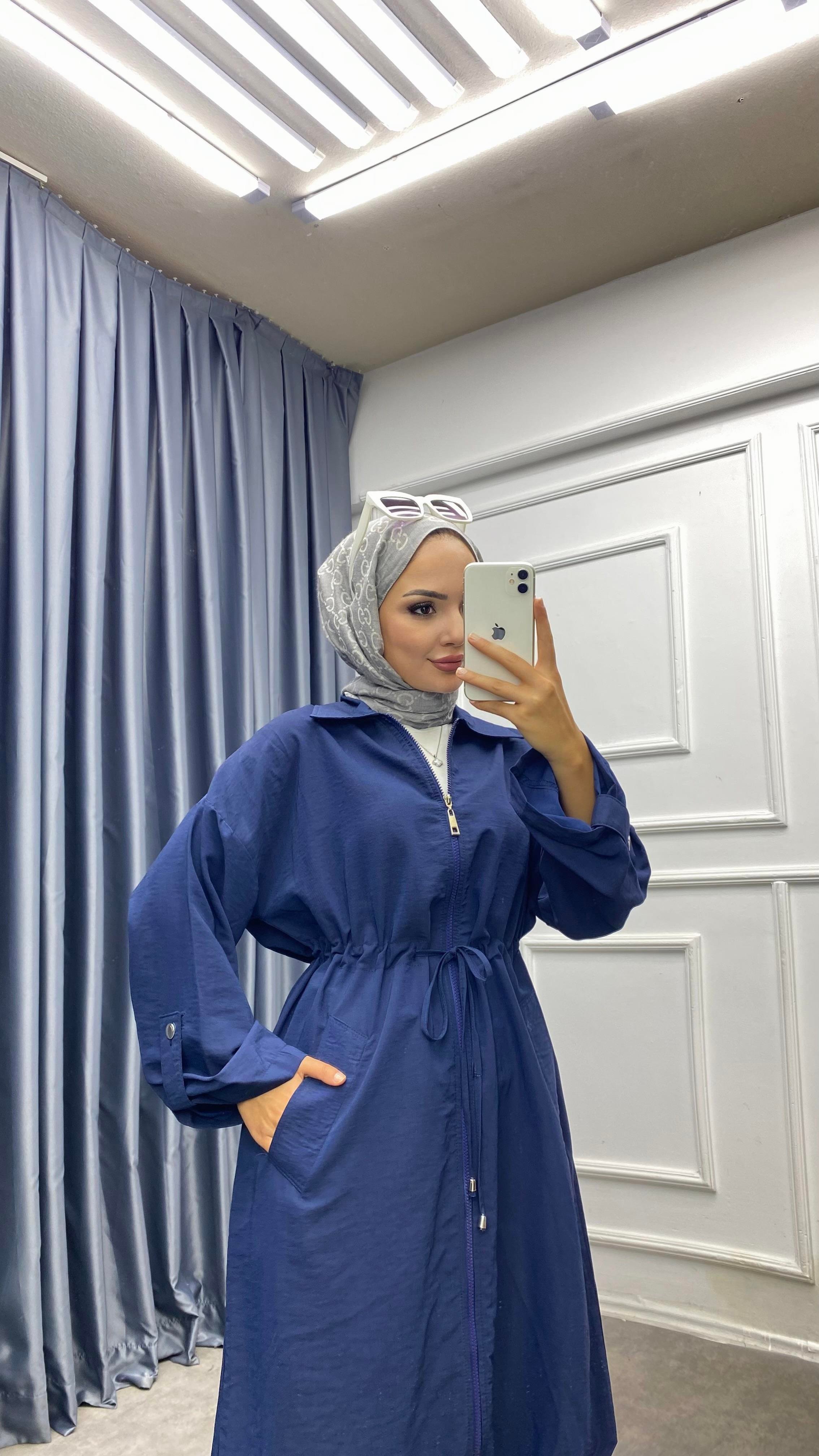 Beli Tünelli Fermuarlı kap lacivert 