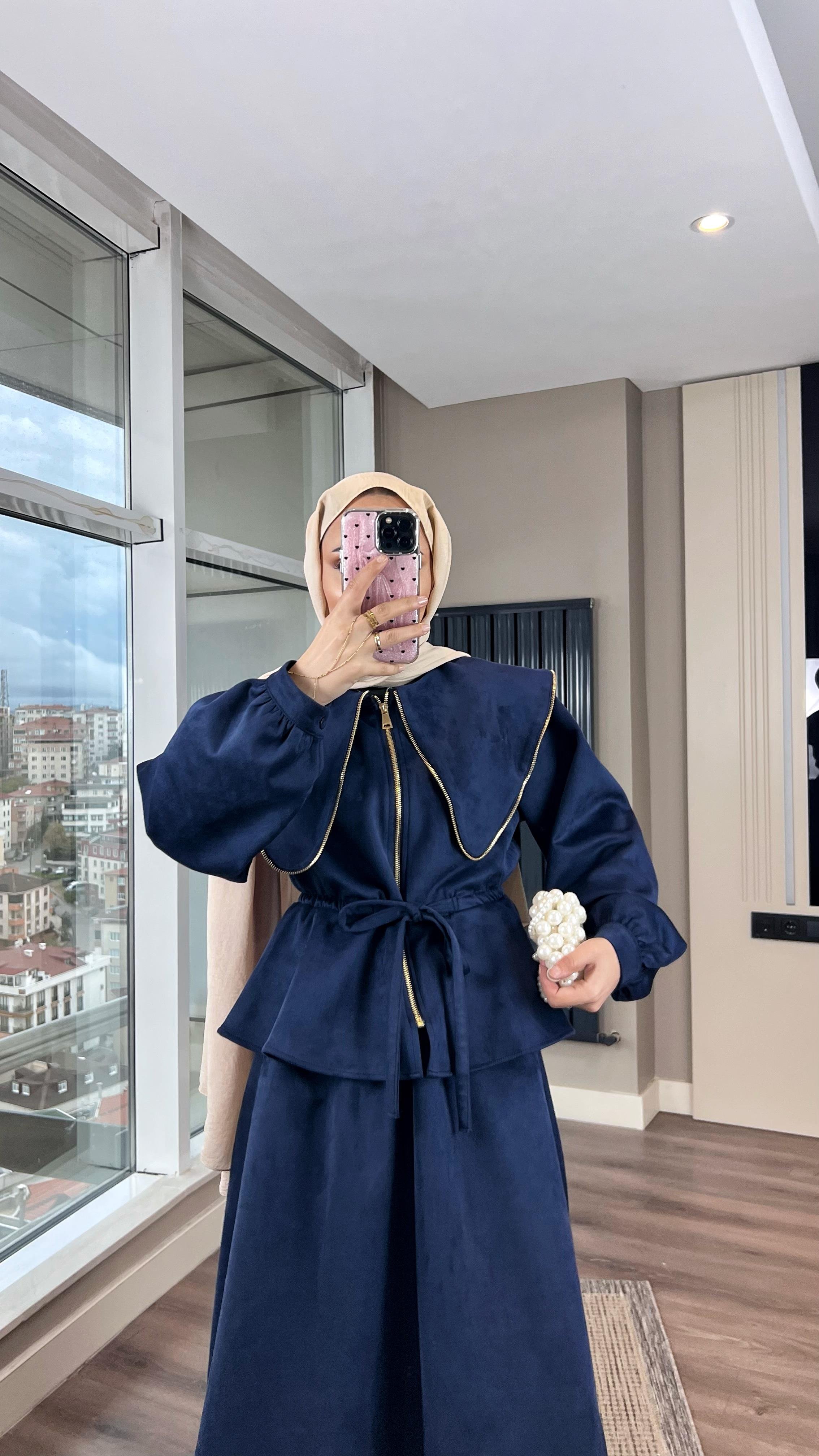 Süet İkili Takım LacivertDubaiShowroomTAKIM263118