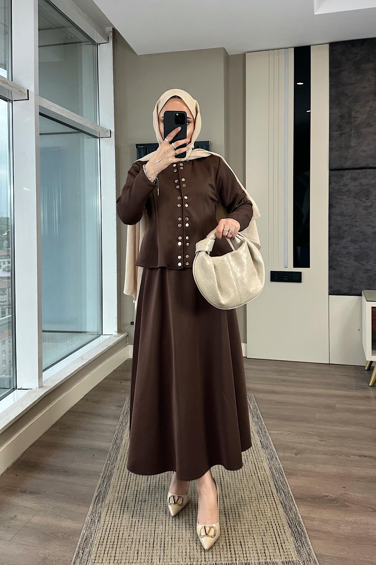 Skuba Etekli Takım Kahverengi DubaiShowroomTAKIM01034