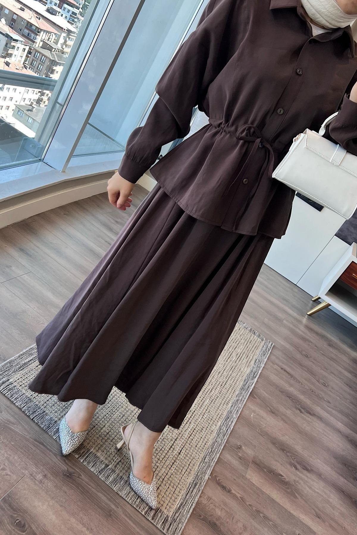 Beli Bağlamalı Takım Acı kahveDubaiShowroomTAKIM01281-ACIKAHVE