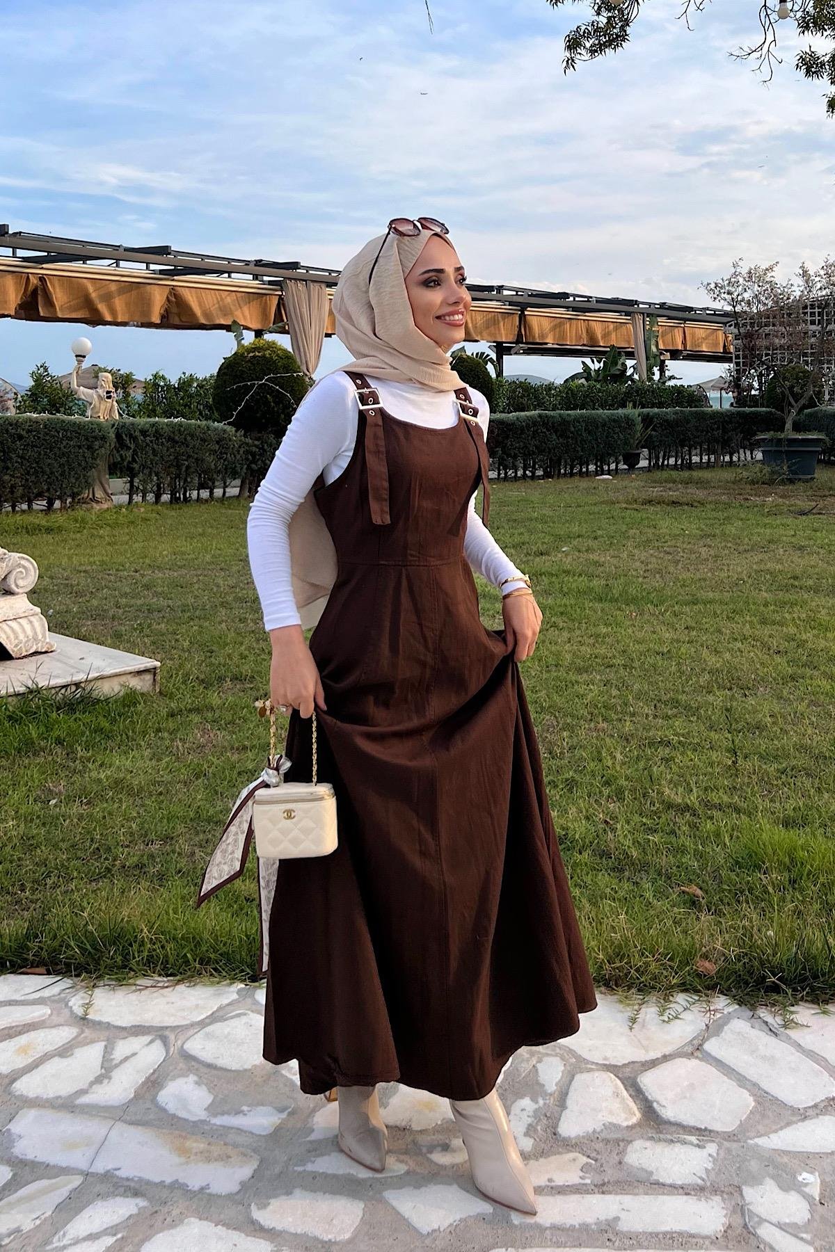 Sülfür Gabardin Jile KahverengiDubaiShowroomELBİSELER04289