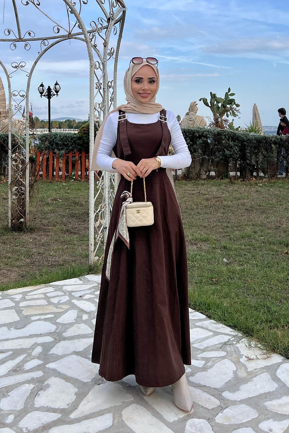 Sülfür Gabardin Jile KahverengiDubaiShowroomELBİSELER04289