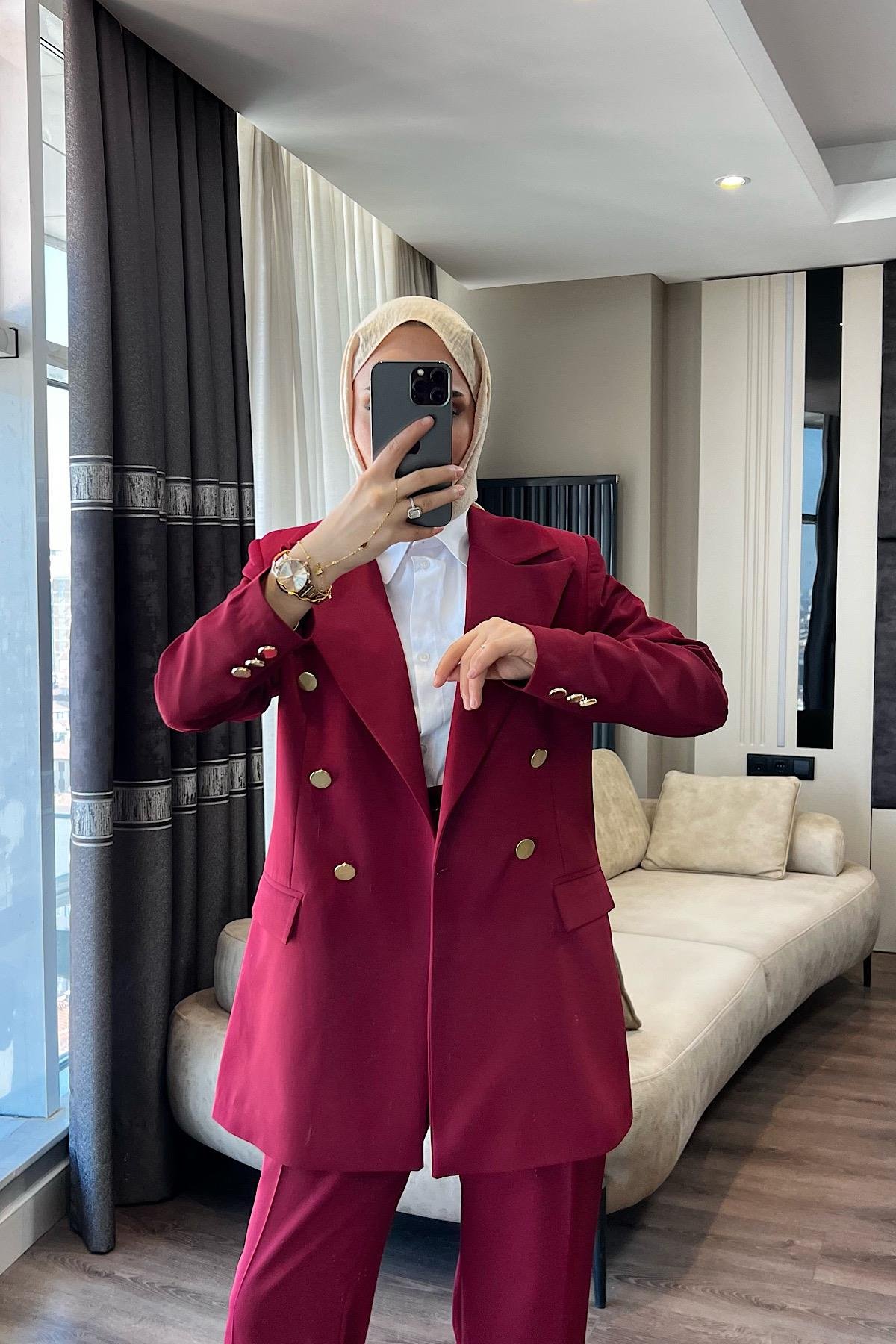 Ceketli takım Bordo 