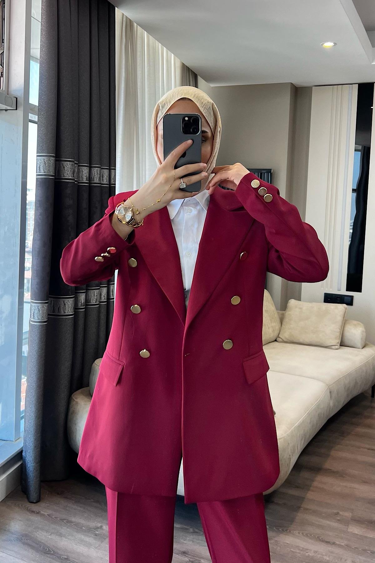 Ceketli takım Bordo 