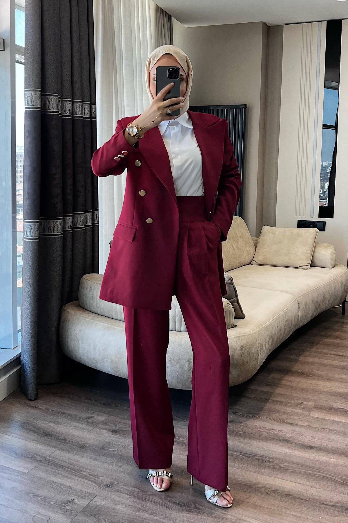 Ceketli takım Bordo 
