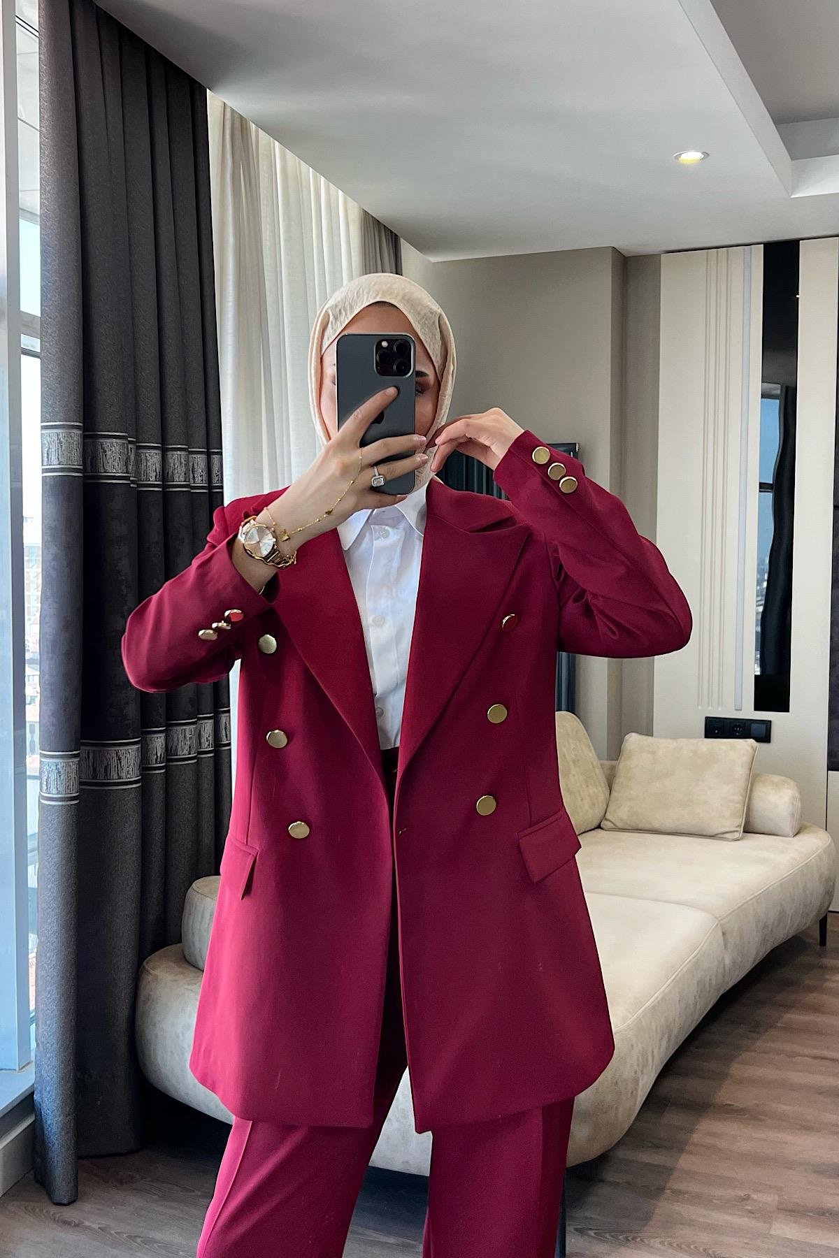 Ceketli takım Bordo 