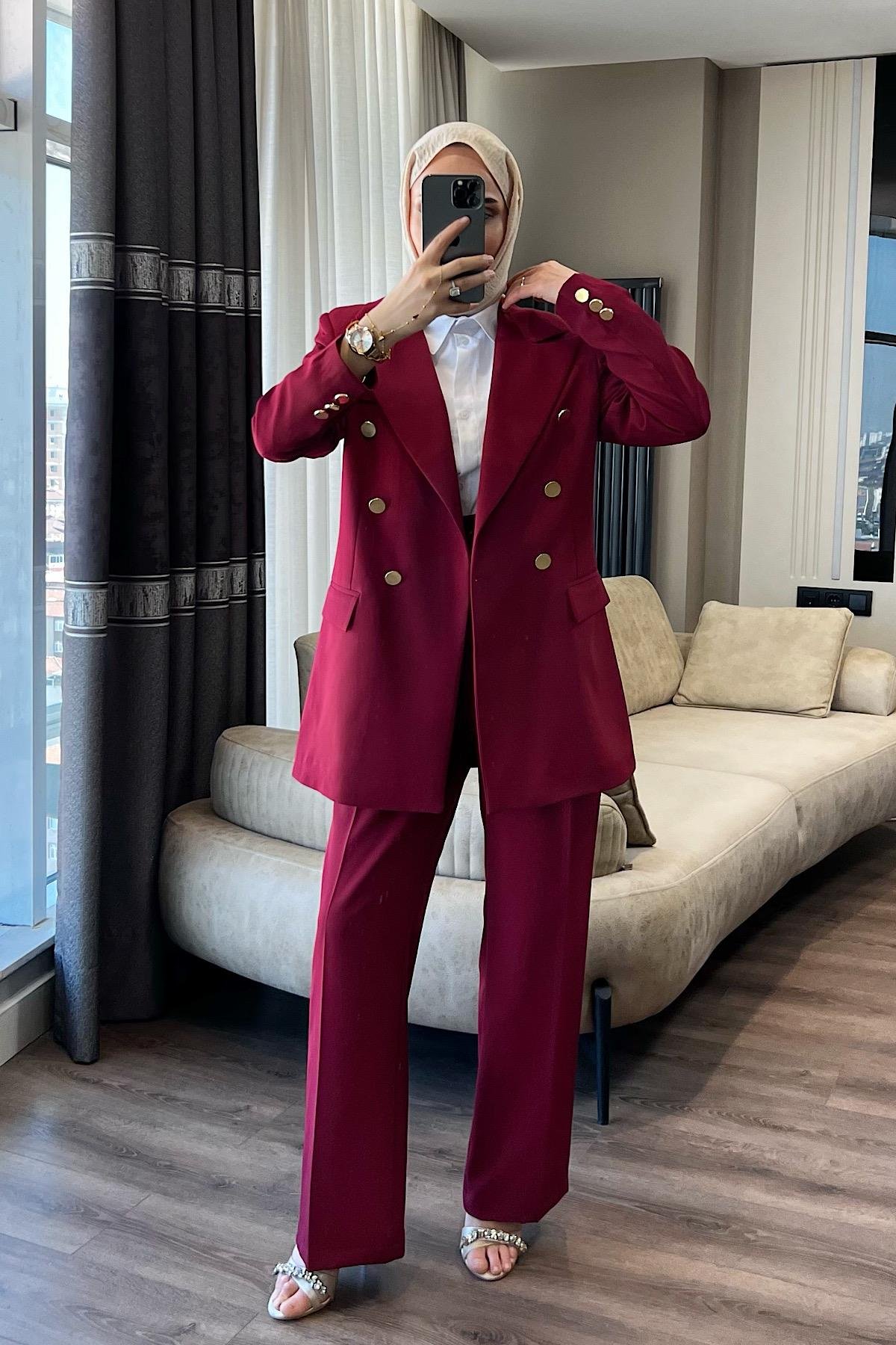 Ceketli takım Bordo 