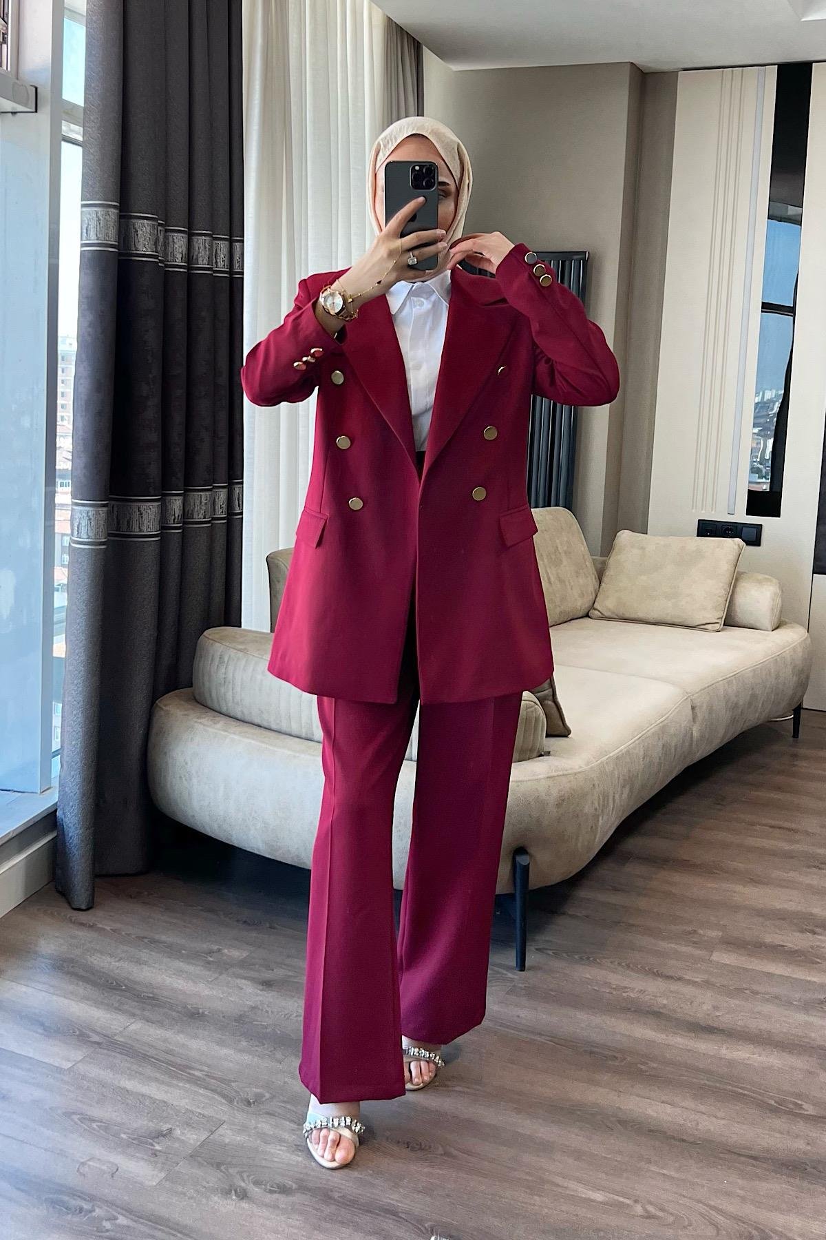 Ceketli takım Bordo 