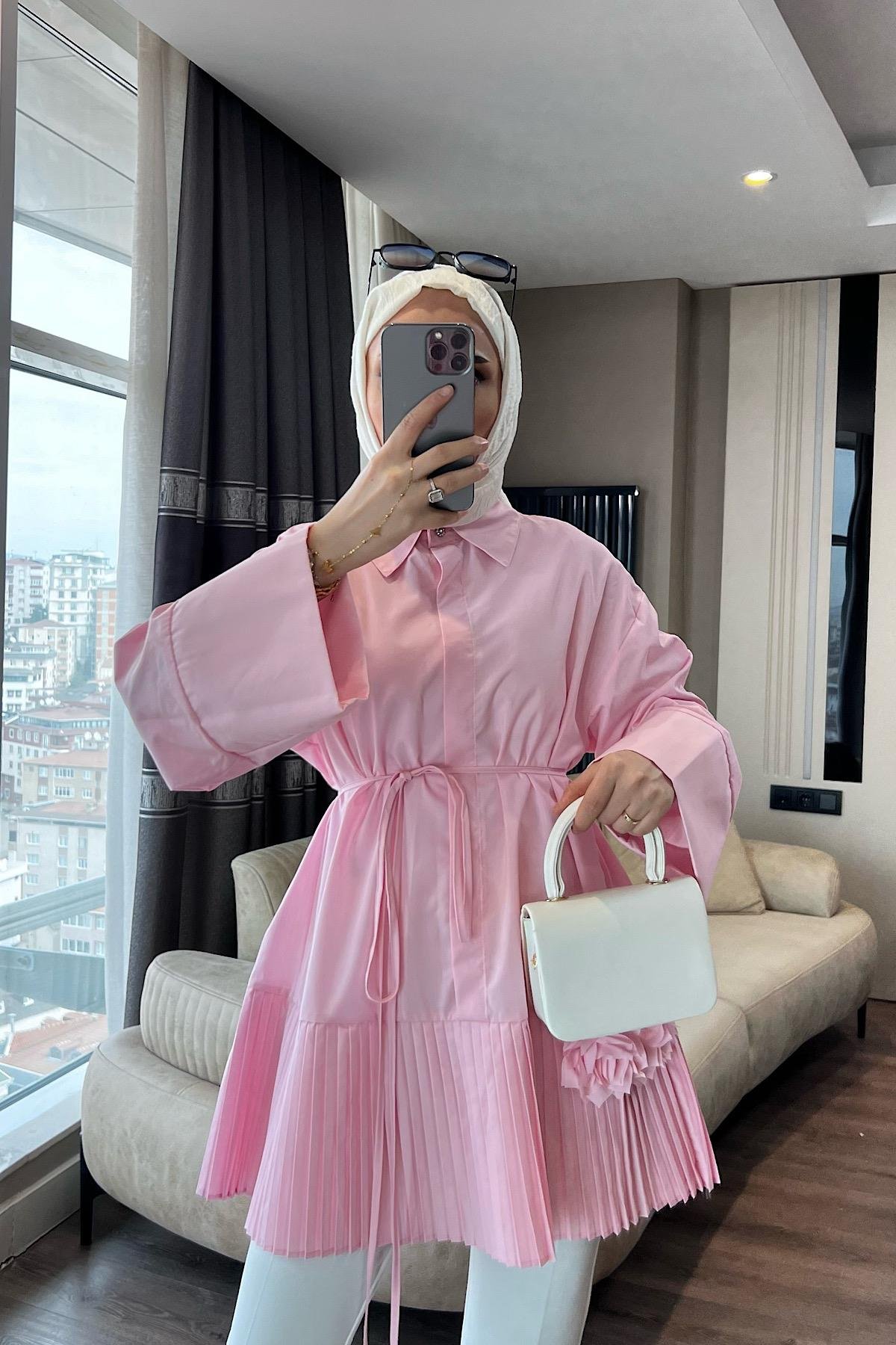 Çiçek Detaylı Gömlek Pembe