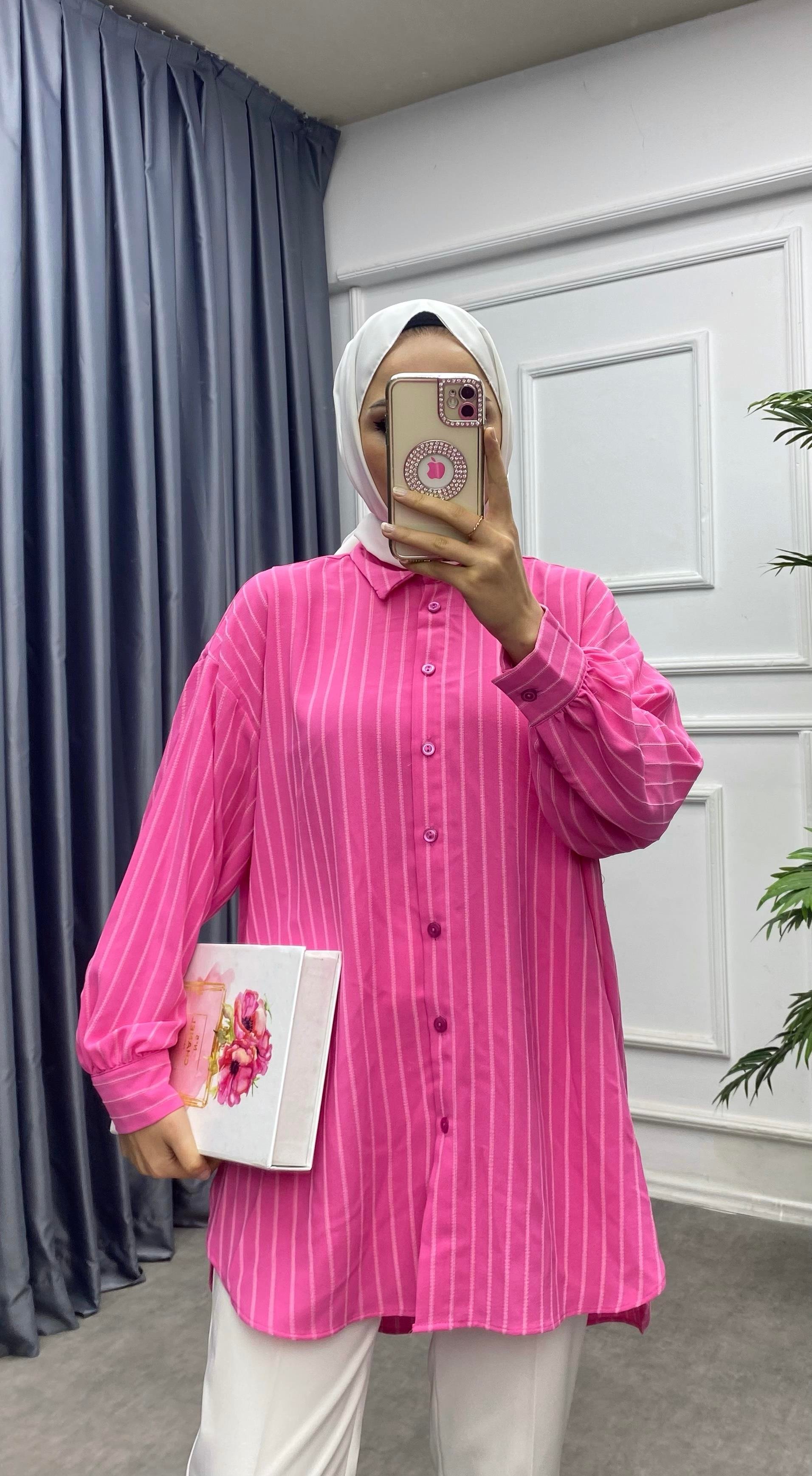 Çizgili tunik Pembe