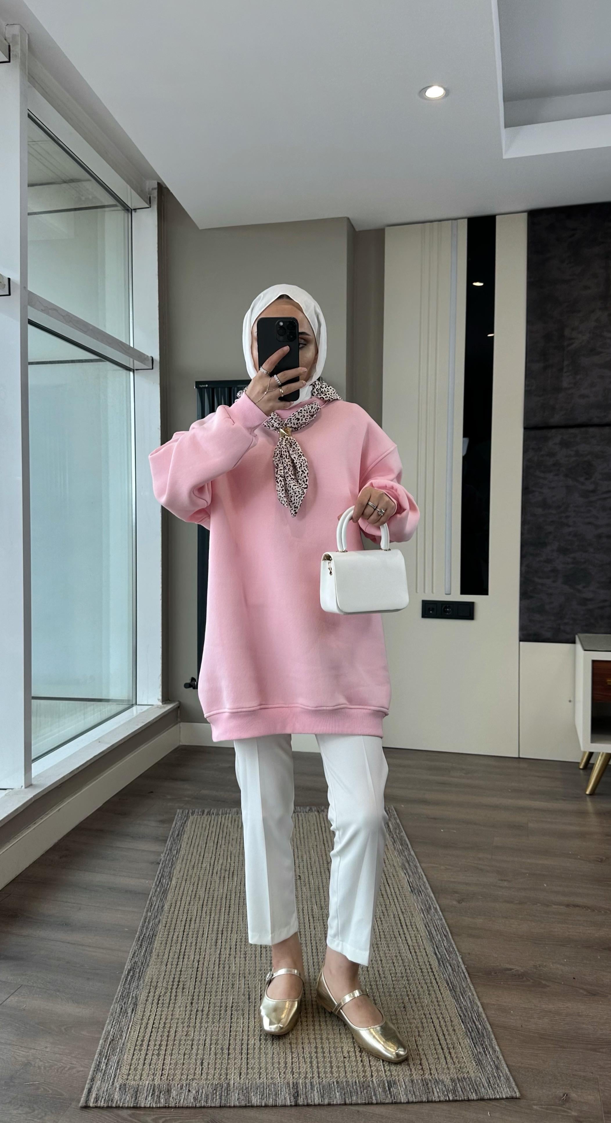 Fular Detaylı Üç iplik sweat PembeDubaiShowroomÜST GİYİM08580