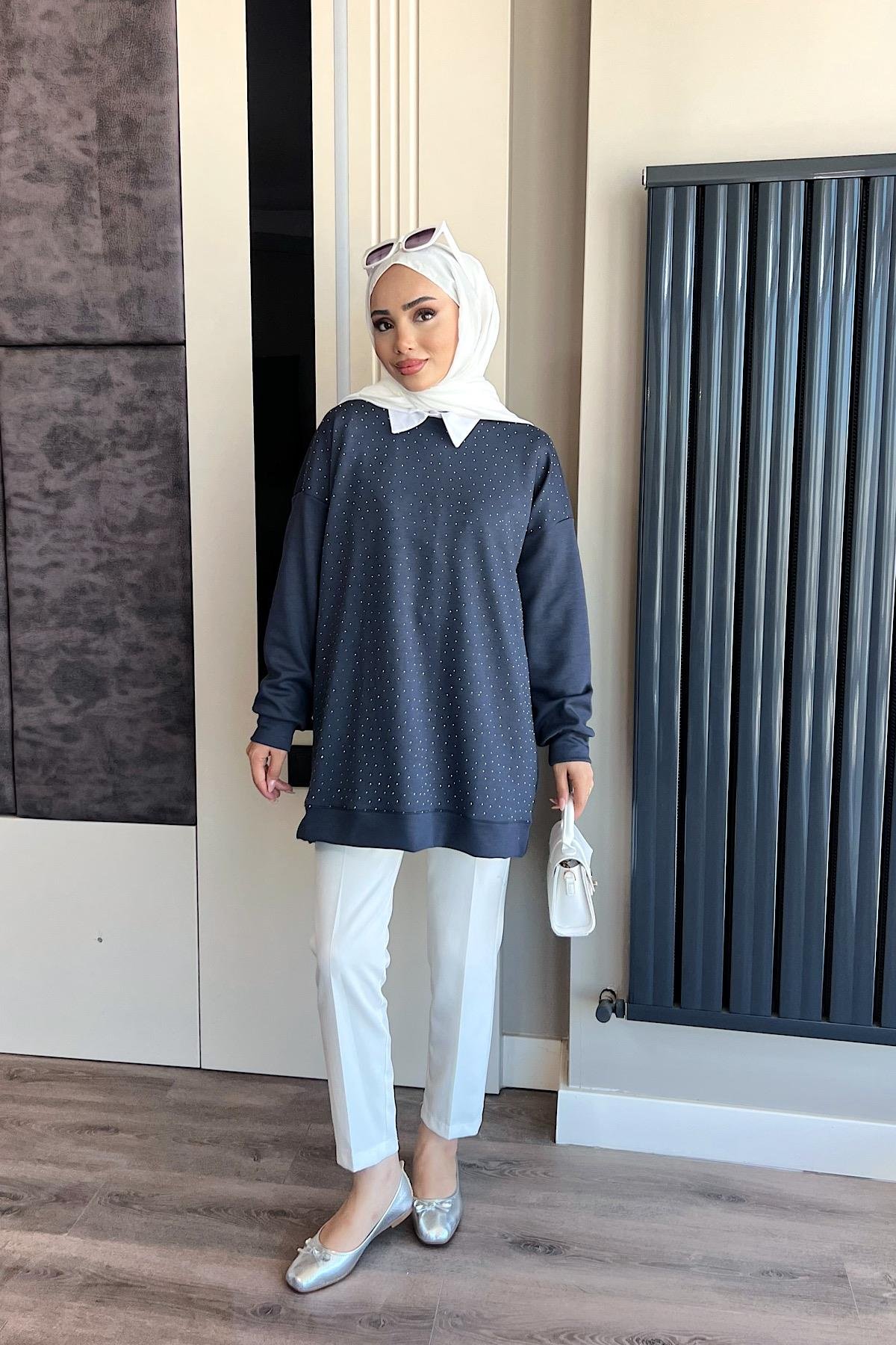 Oysho Kumaş Taşlı Sweat FümeDubaiShowroomSWEAT08005