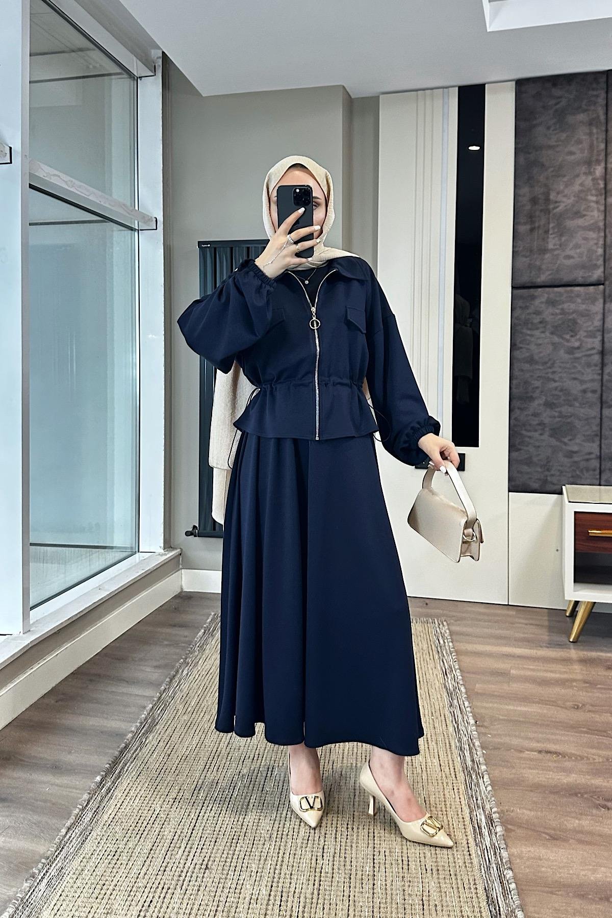 Fermuarlı Süs cep Oysho Takım Lacivert DubaiShowroomTAKIM010223