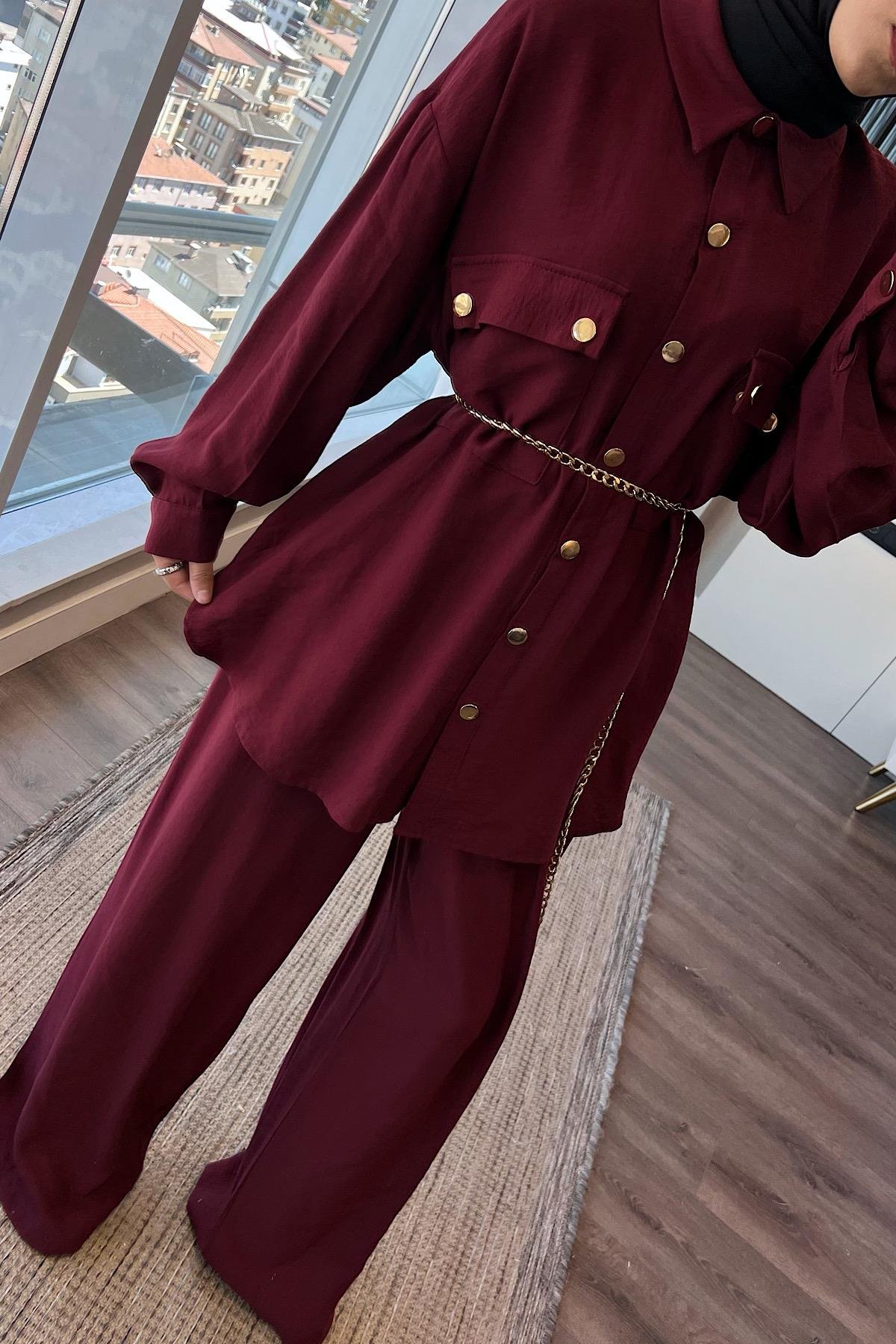 Çıtçıt detay İkili Takım BordoDubaiShowroomTAKIM02112
