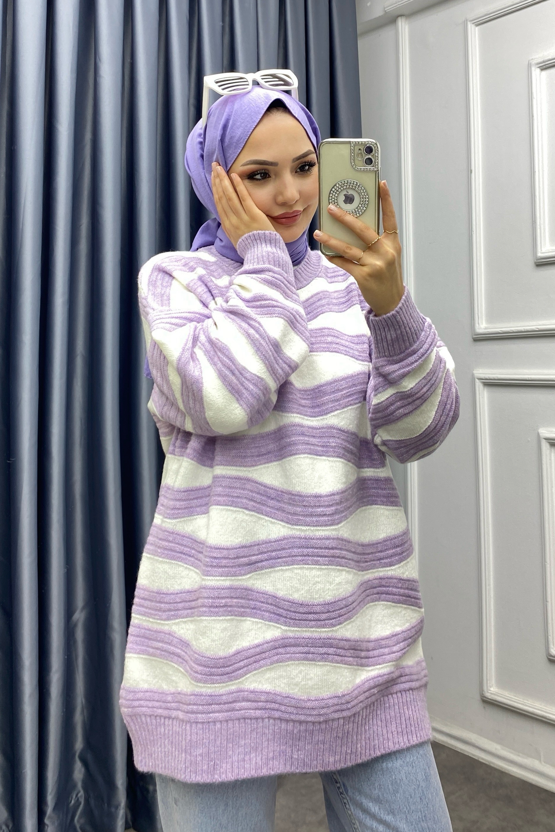Dalgalı Tunik Lila