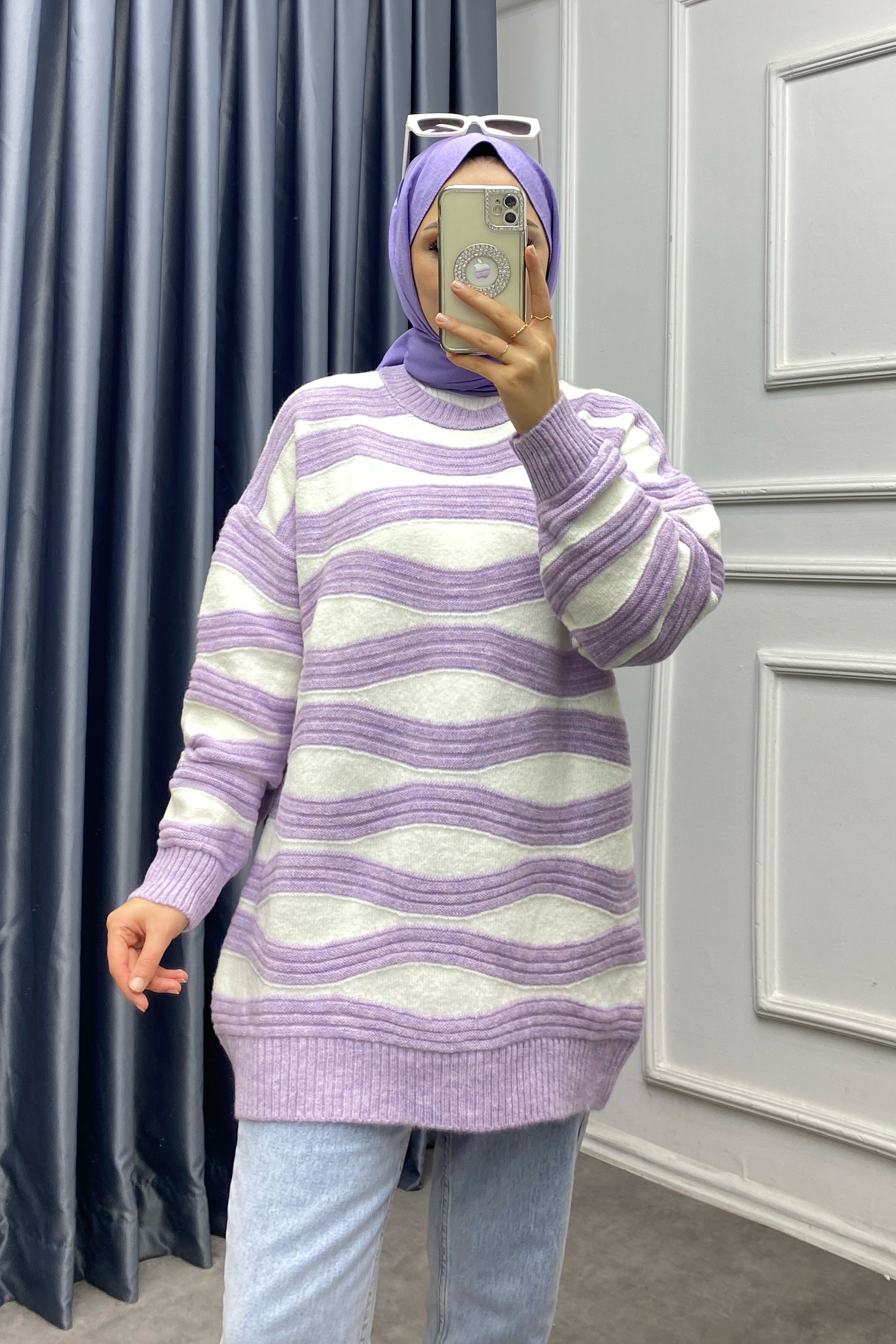 Dalgalı Tunik Lila