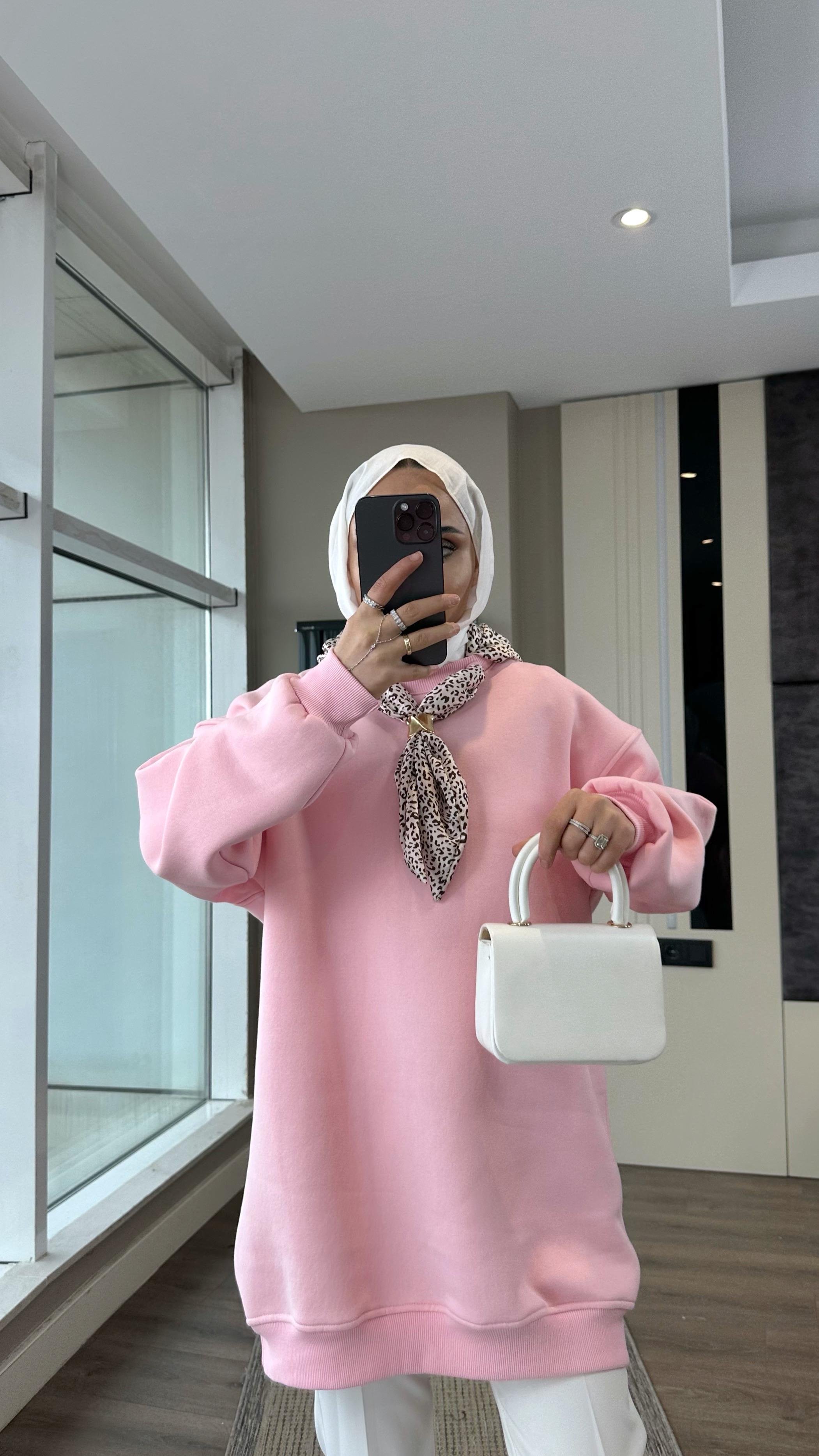 Fular Detaylı Üç iplik sweat PembeDubaiShowroomÜST GİYİM08580
