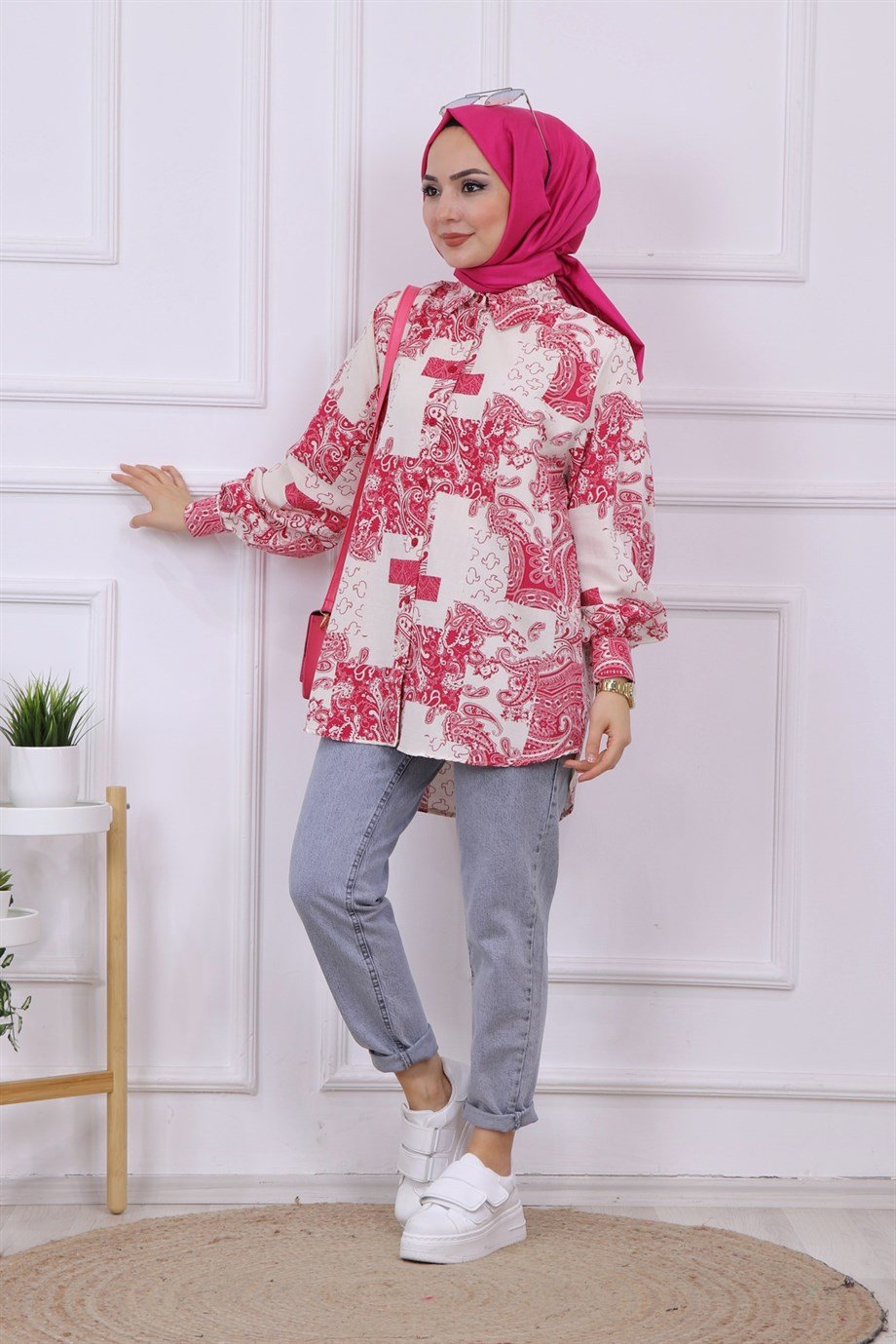 DESENLİ TUNİK PEMBE