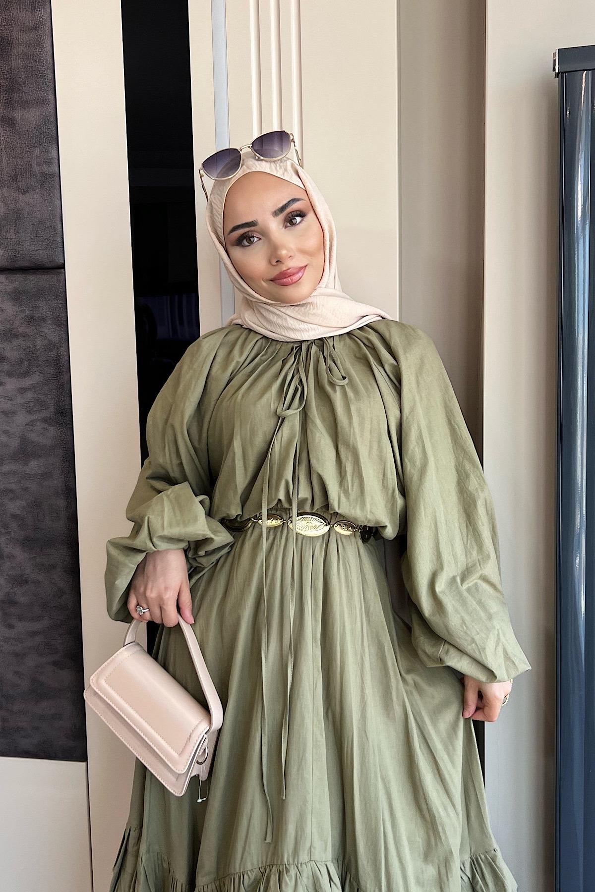 Balon Kol Fırfırlı İkili Takım Yeşil DubaiShowroomTAKIM002329-YŞL