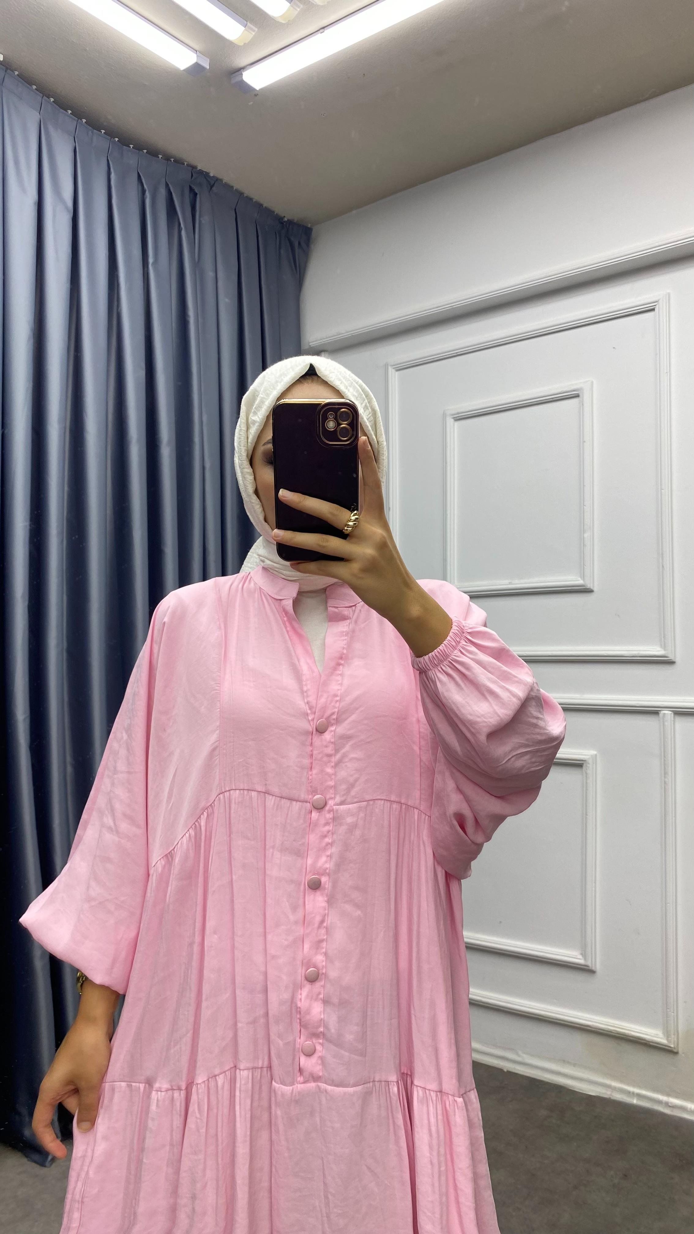 Düğmeli Elbise Pembe