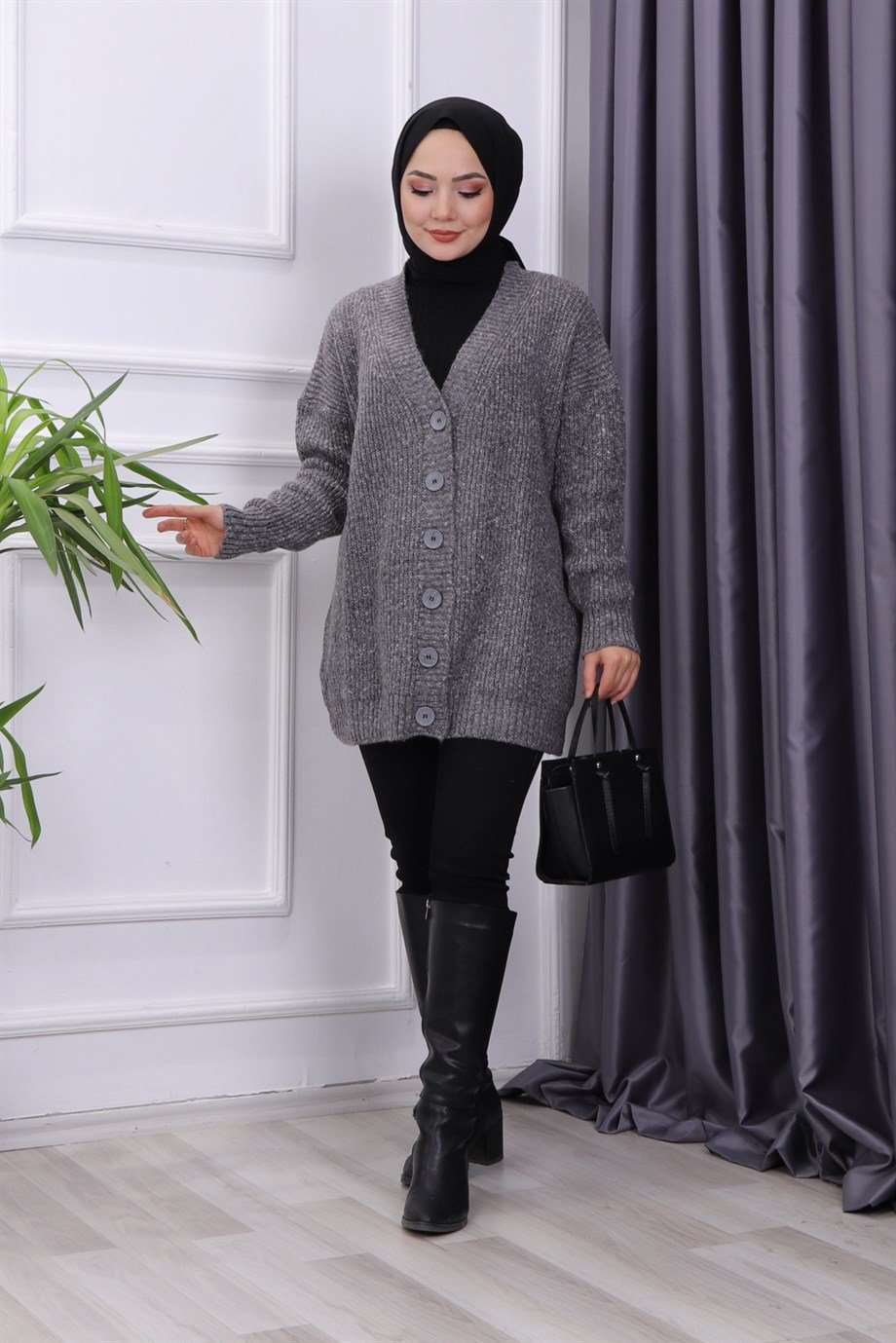 DÜĞMELİ HIRKA  ANTRASİT