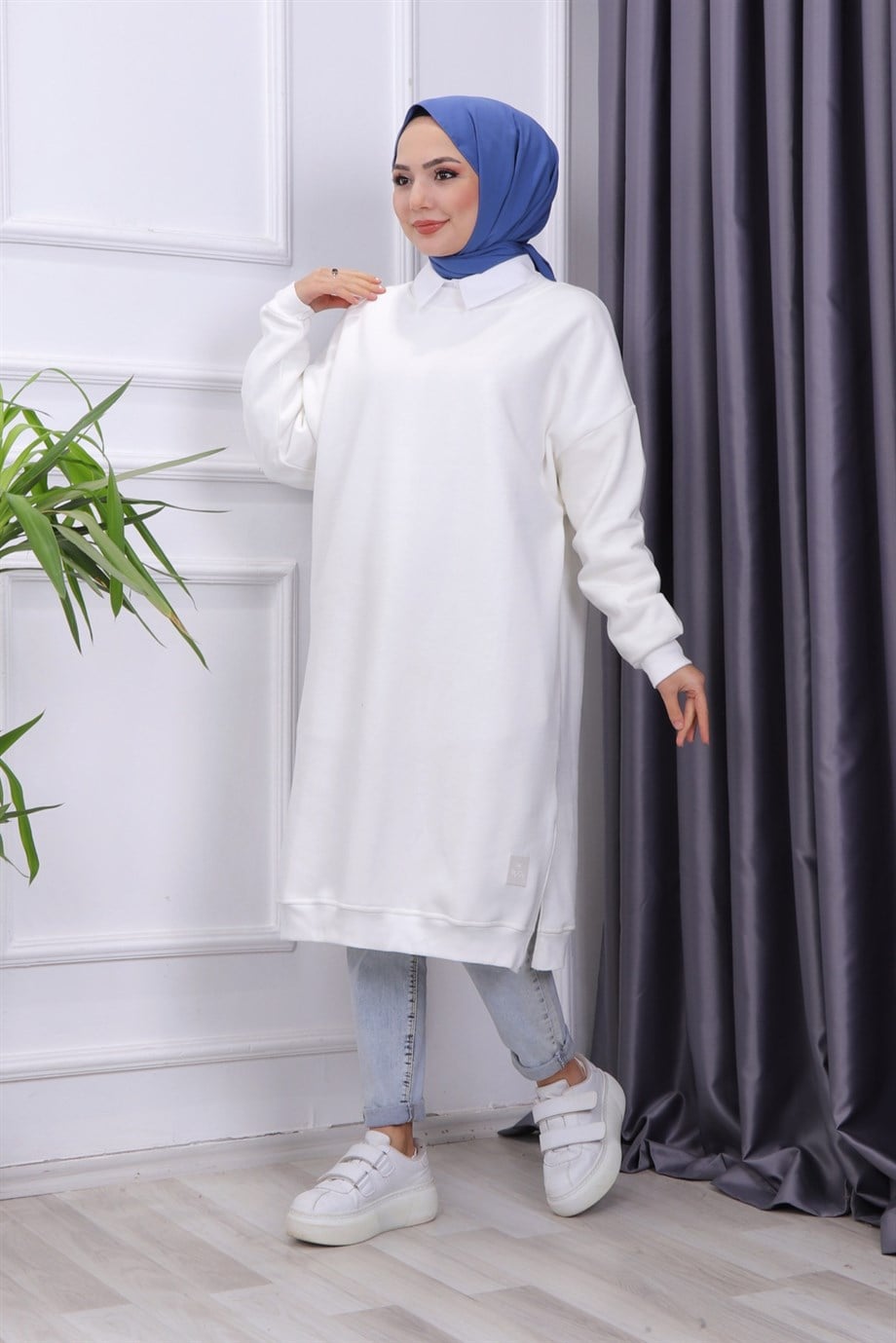 DÜZ BASIC ÜÇ İPLİK TUNİK BEYAZ