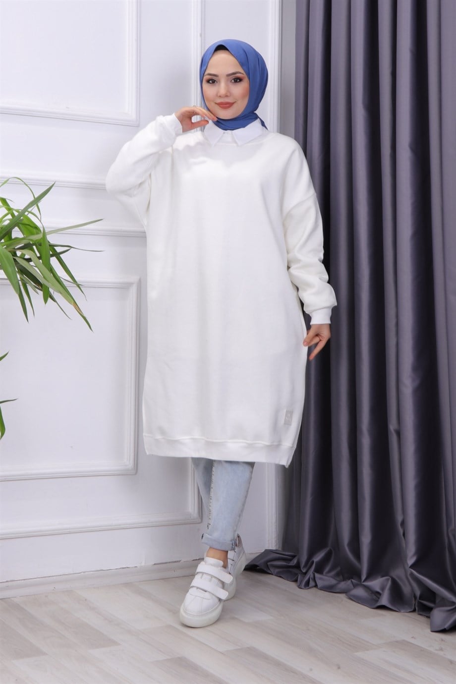 DÜZ BASIC ÜÇ İPLİK TUNİK BEYAZ