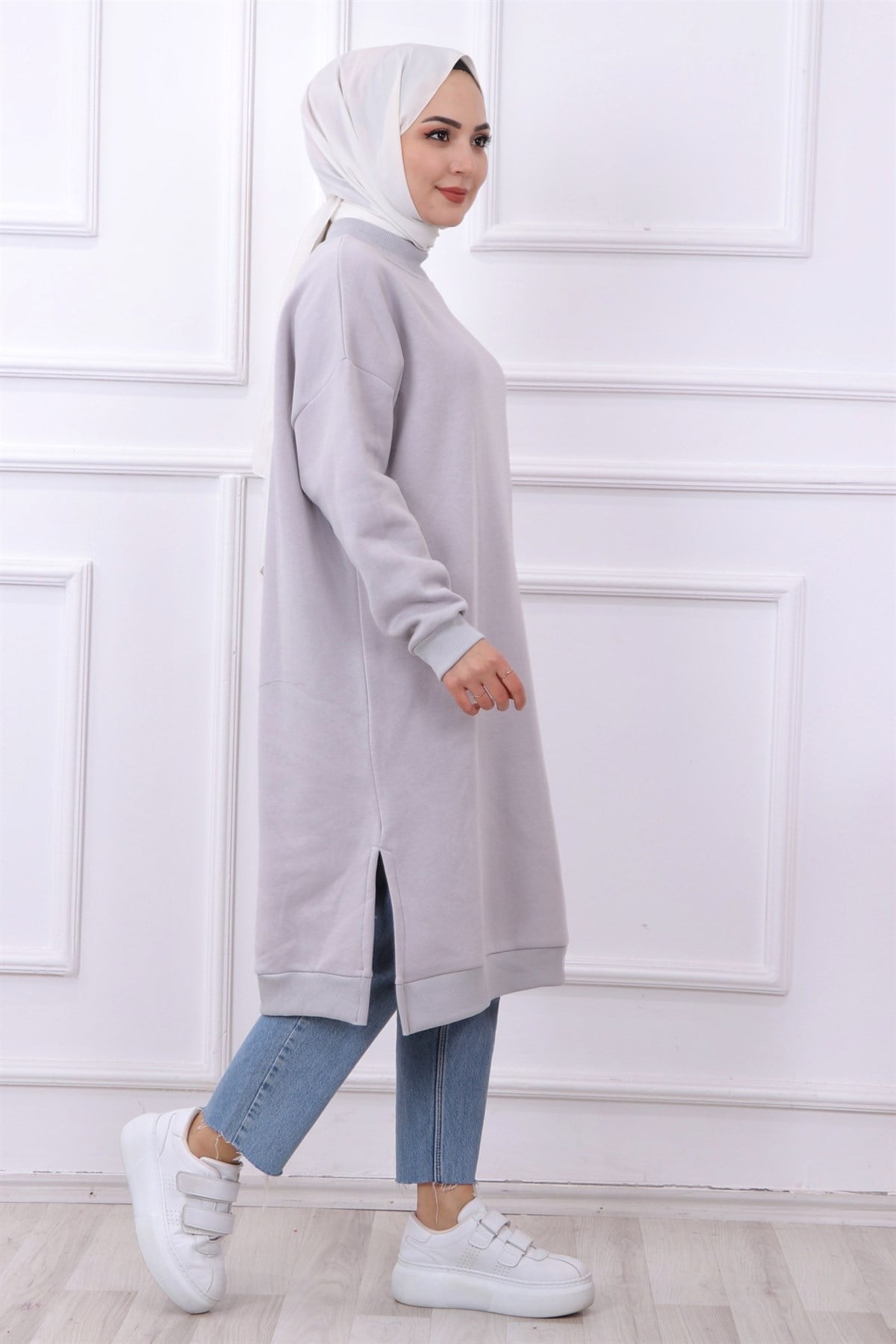 DÜZ BASIC ÜÇ İPLİK TUNİK GRİ