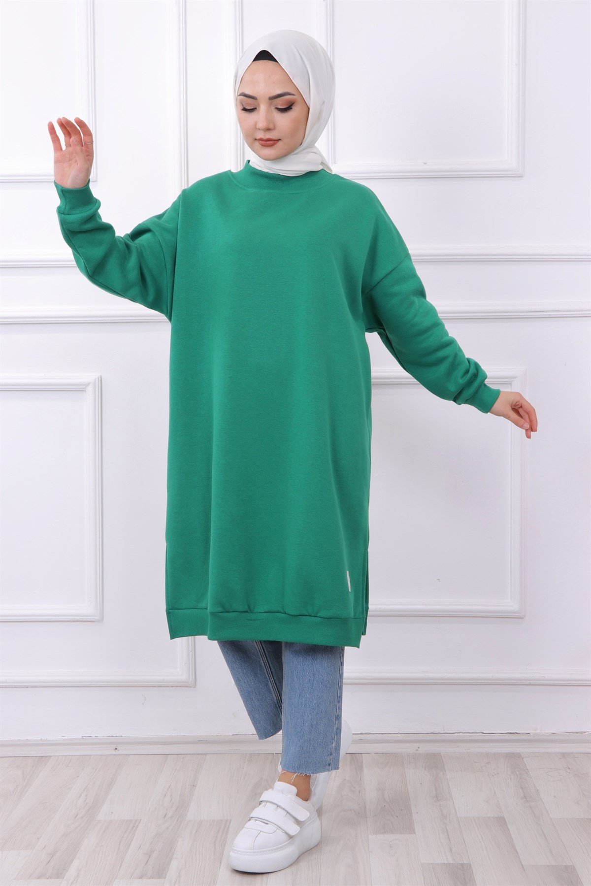 DÜZ BASIC ÜÇ İPLİK TUNİK YEŞİL