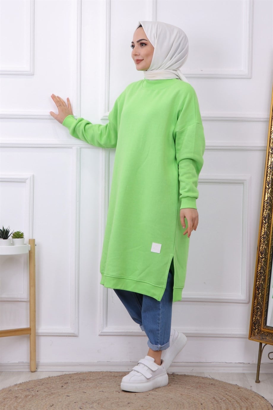 DÜZ BASIC ÜÇ İPLİK TUNİK YEŞİL