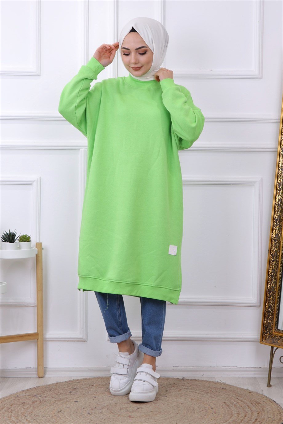 DÜZ BASIC ÜÇ İPLİK TUNİK YEŞİL