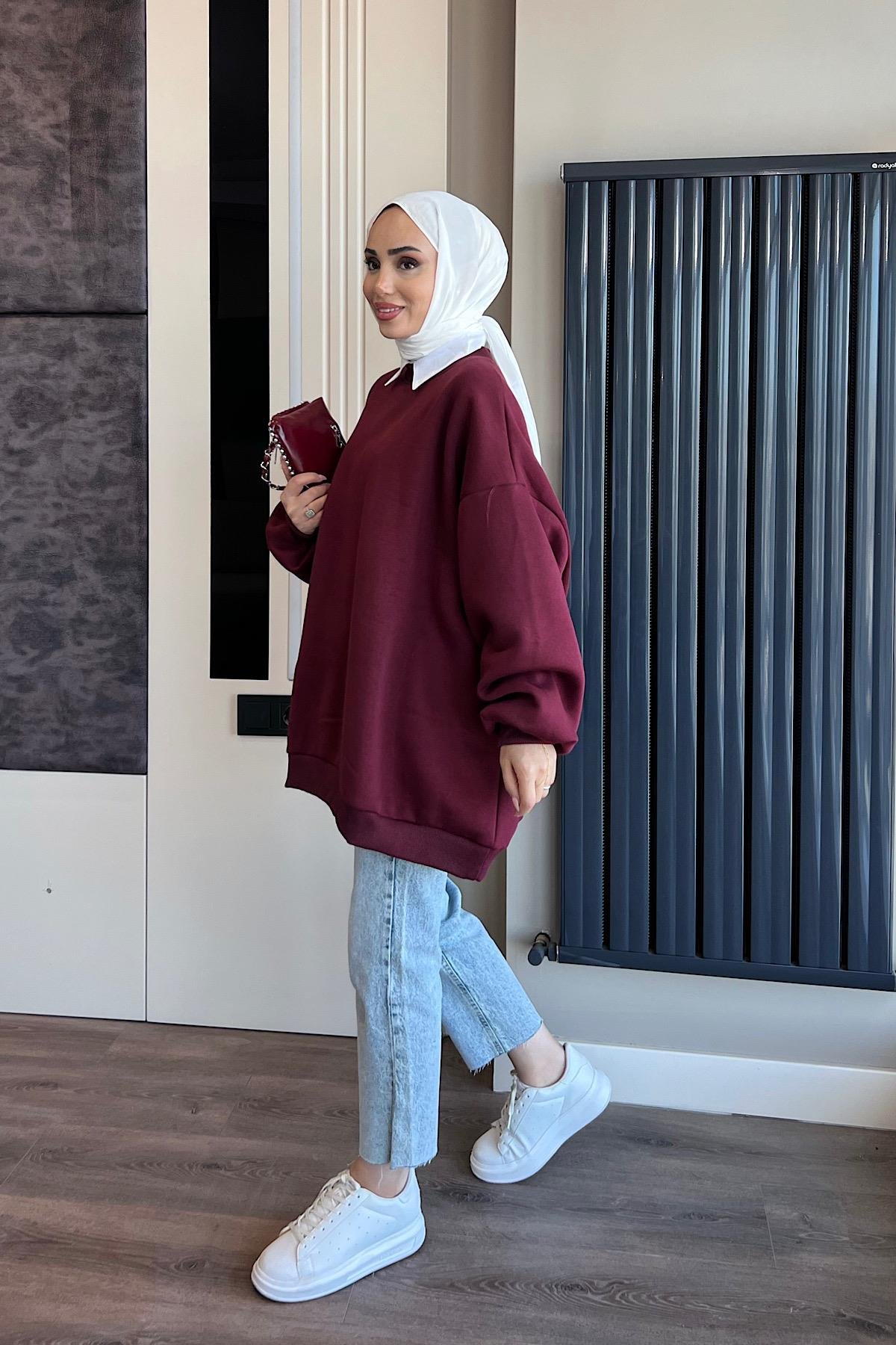 Üç İplik Kumaş Sweat  BordoDubaiShowroomSWEAT30890BRDO