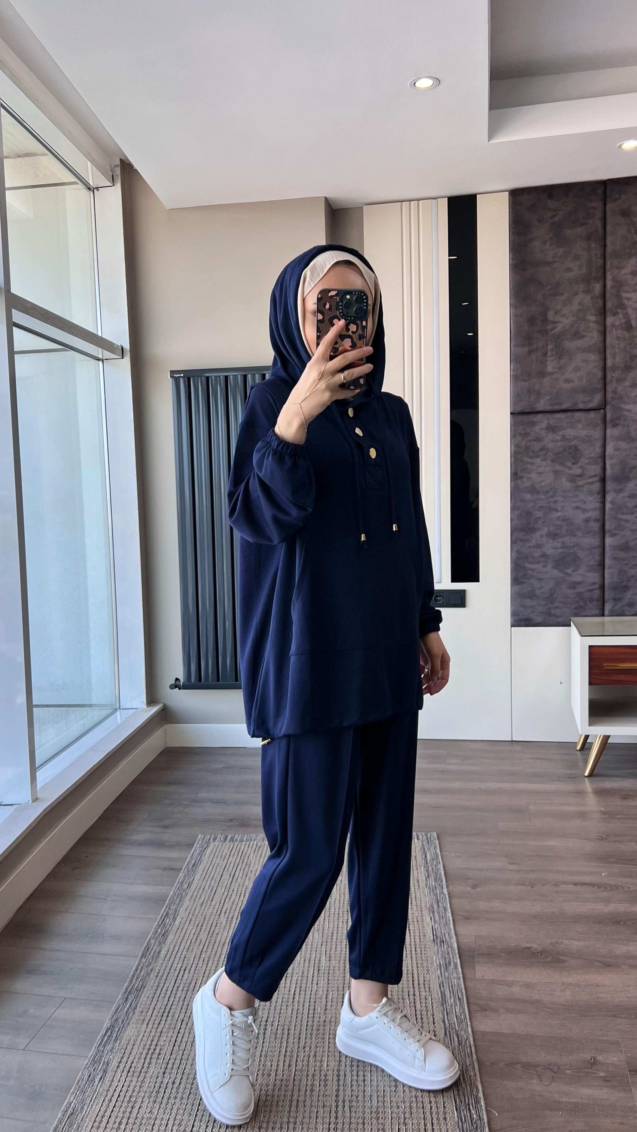 Kapşonlu Oysho Takım Lacivert DubaiShowroomTAKIM19143