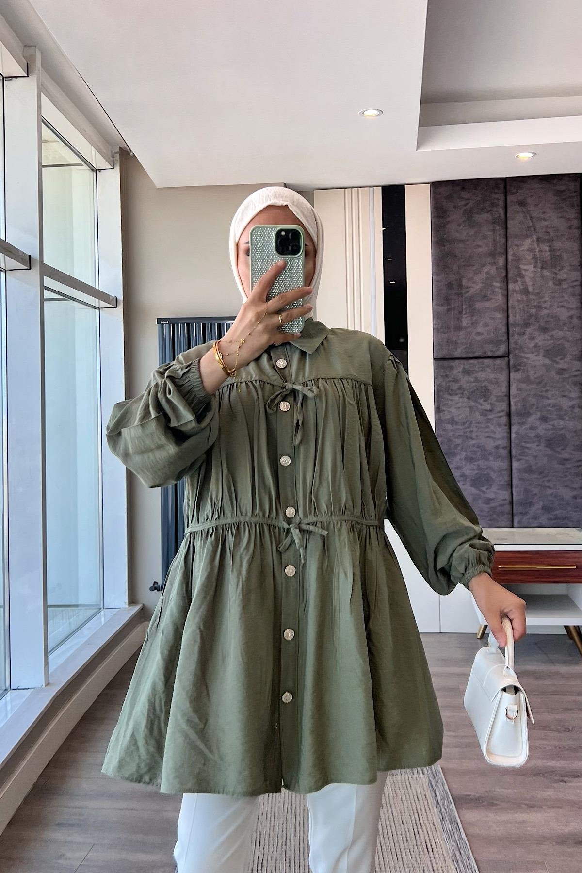 Modal Tunik YeşilDubaiShowroomÜST GİYİM02410-YŞL