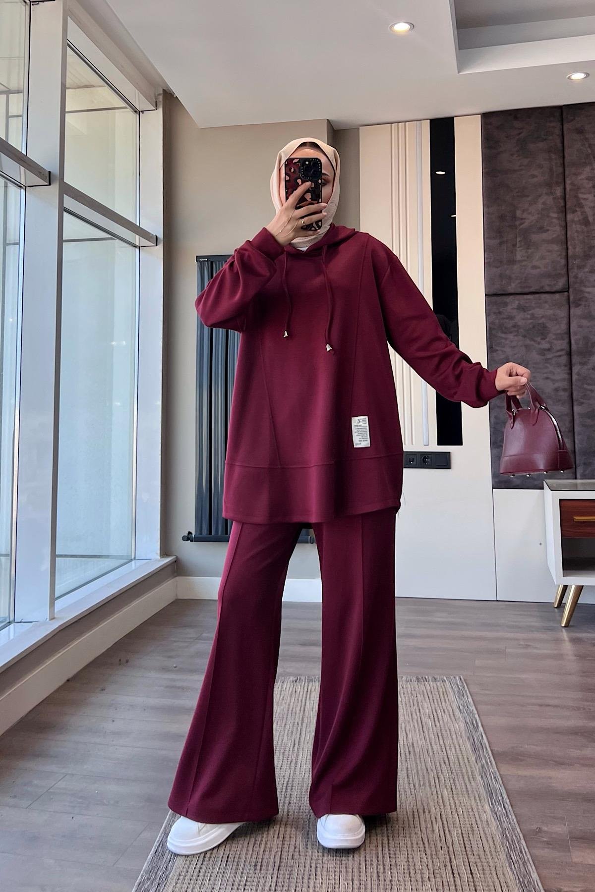 Kapşonlu Oysho Takım BordoDubaiShowroomTAKIM43003